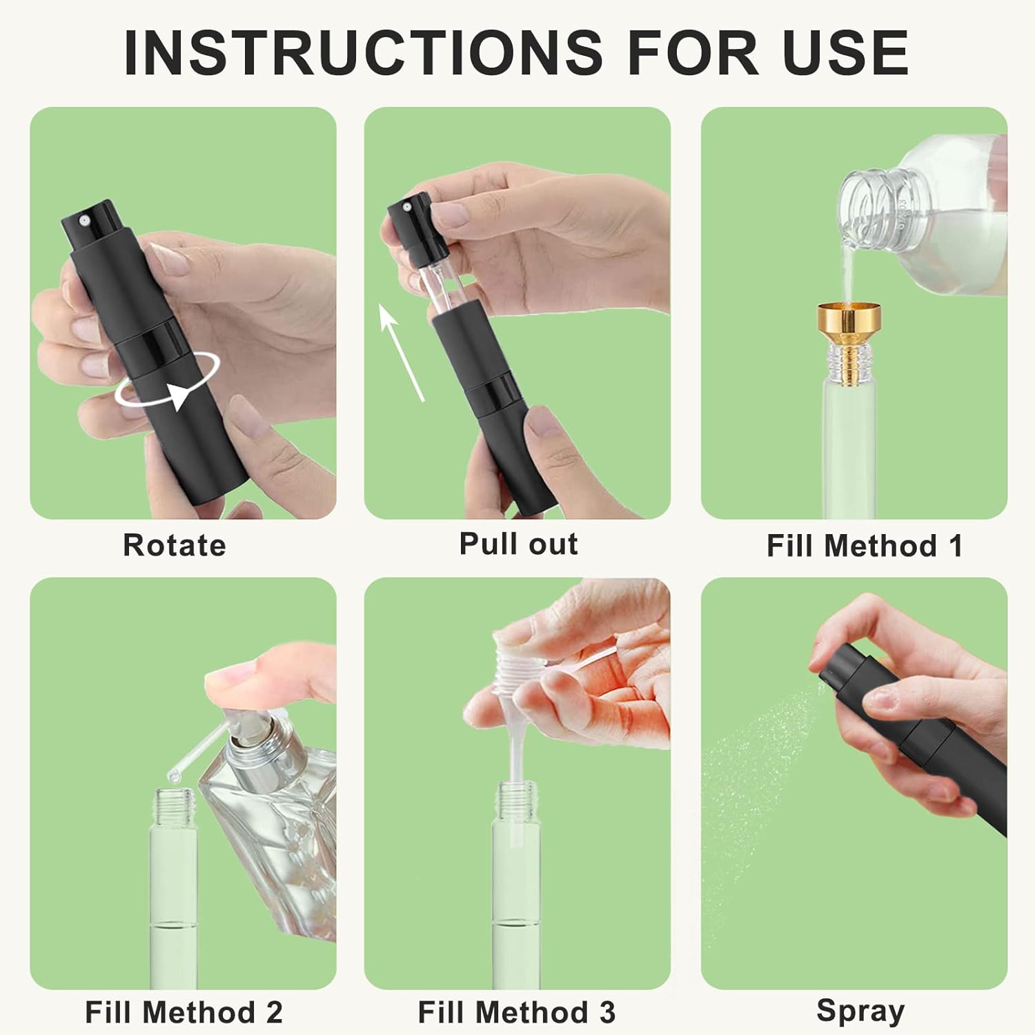 Beieverluck 15 Piece 8ML Refillable Perfume Atomizer Set