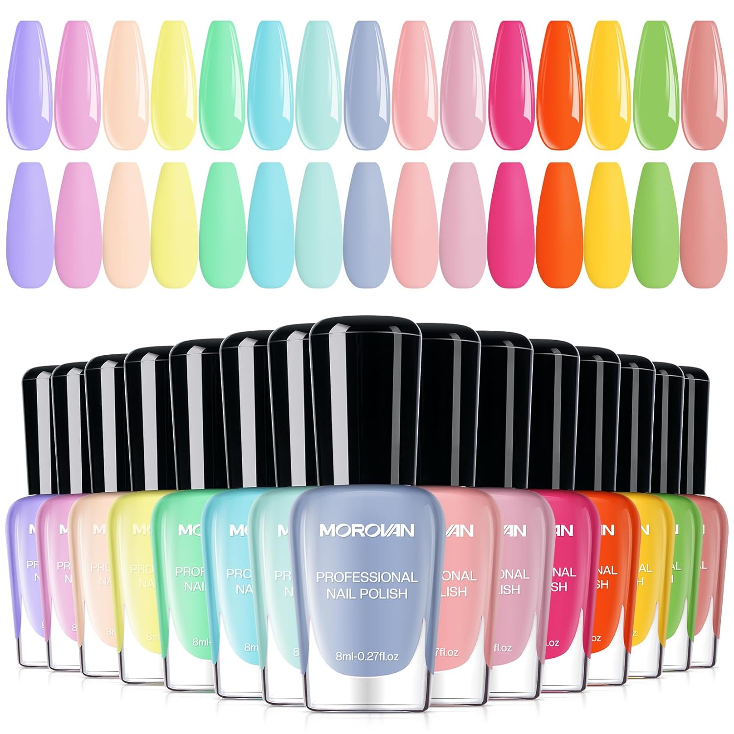 Morovan Neon Pastel Rainbow Nail Polish Set for Women