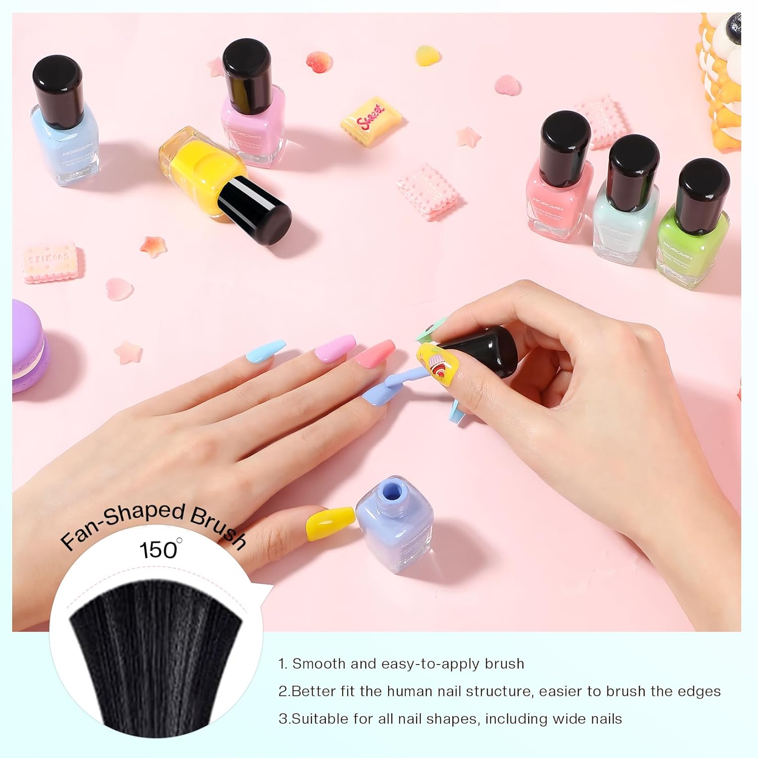 Morovan Neon Pastel Rainbow Nail Polish Set for Women