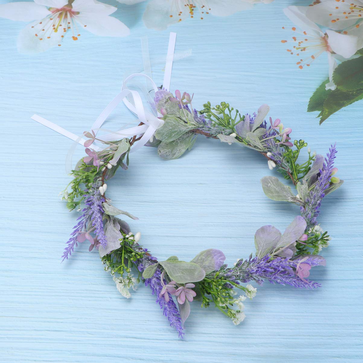 Beaupretty Lavender Flower Crown Headband for Women