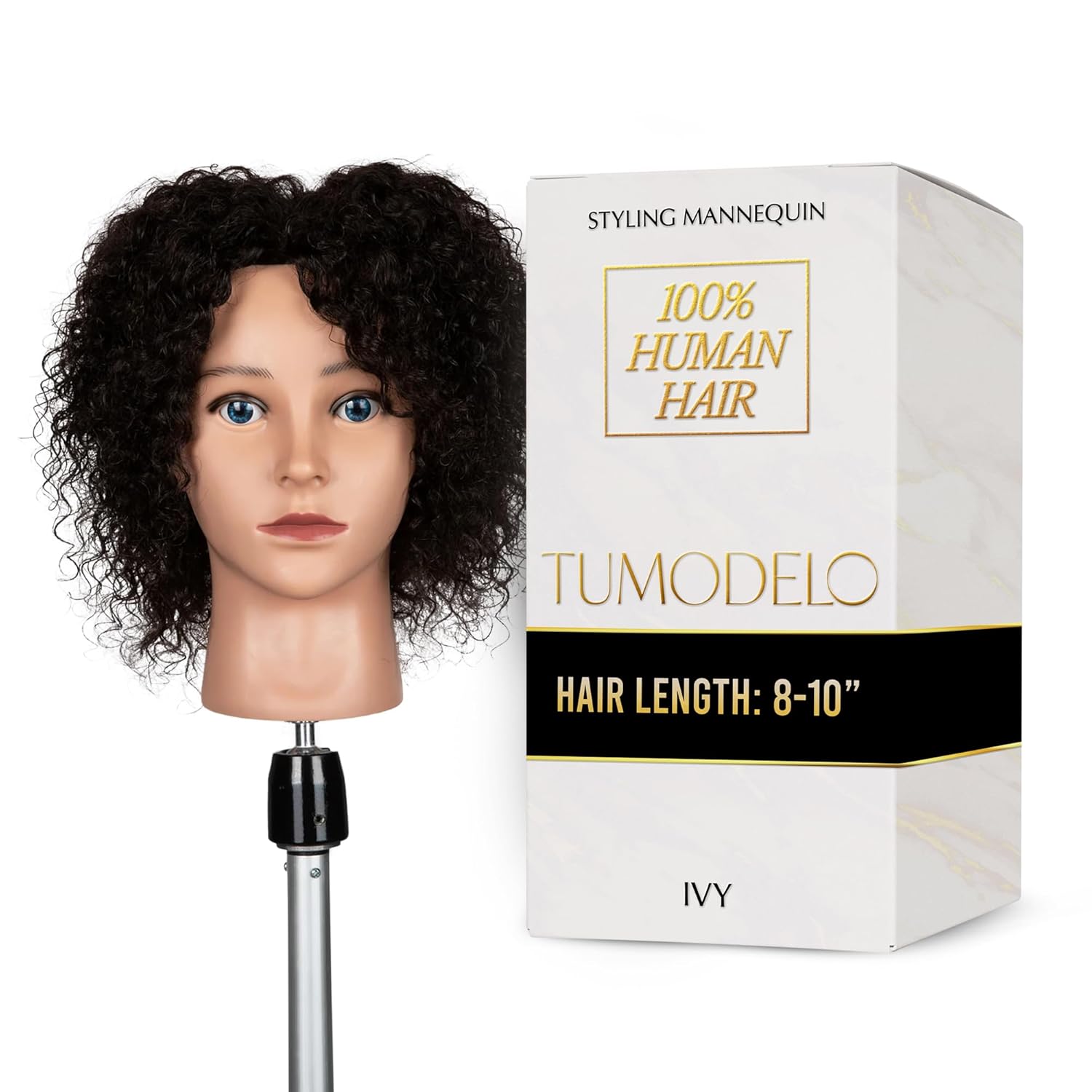 Tumodelo 8-10 Ivy Mannequin Head for Hair Training N2 Brown Black