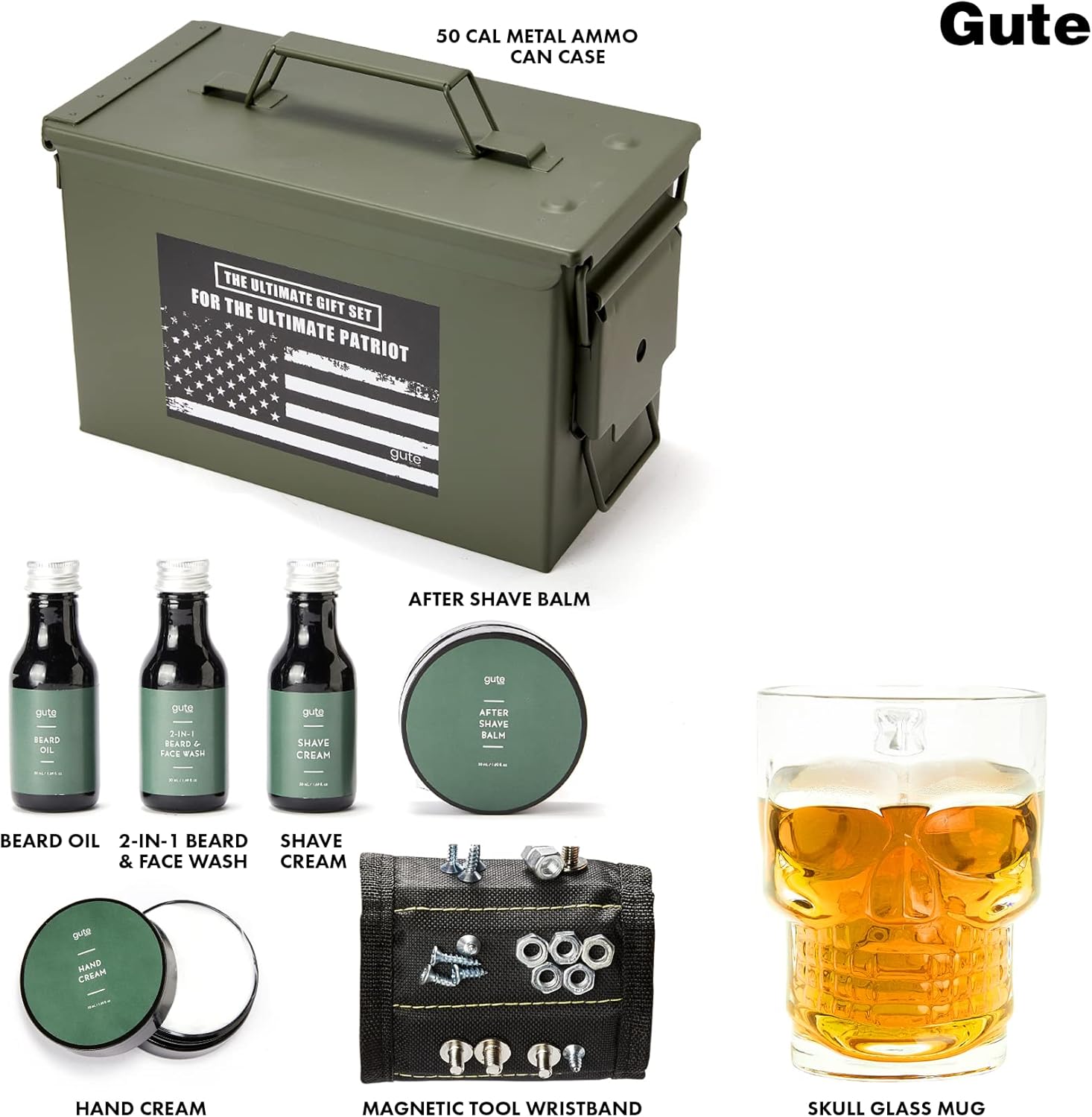 Gute Gifts for Men Dad 50 Cal Ammo Set Shaving Grooming Set