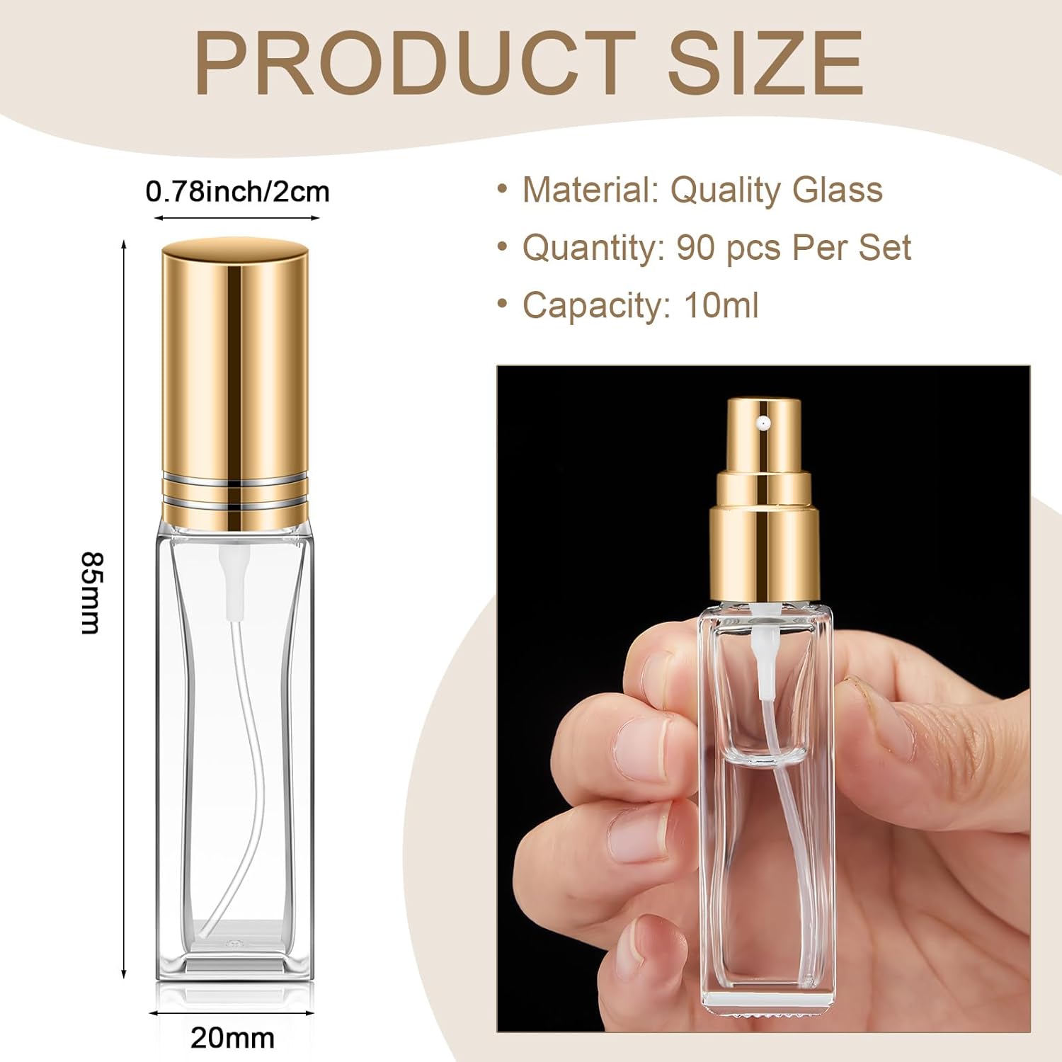 Domensi 90 Pcs Refillable Glass Perfume Bottles with Pump