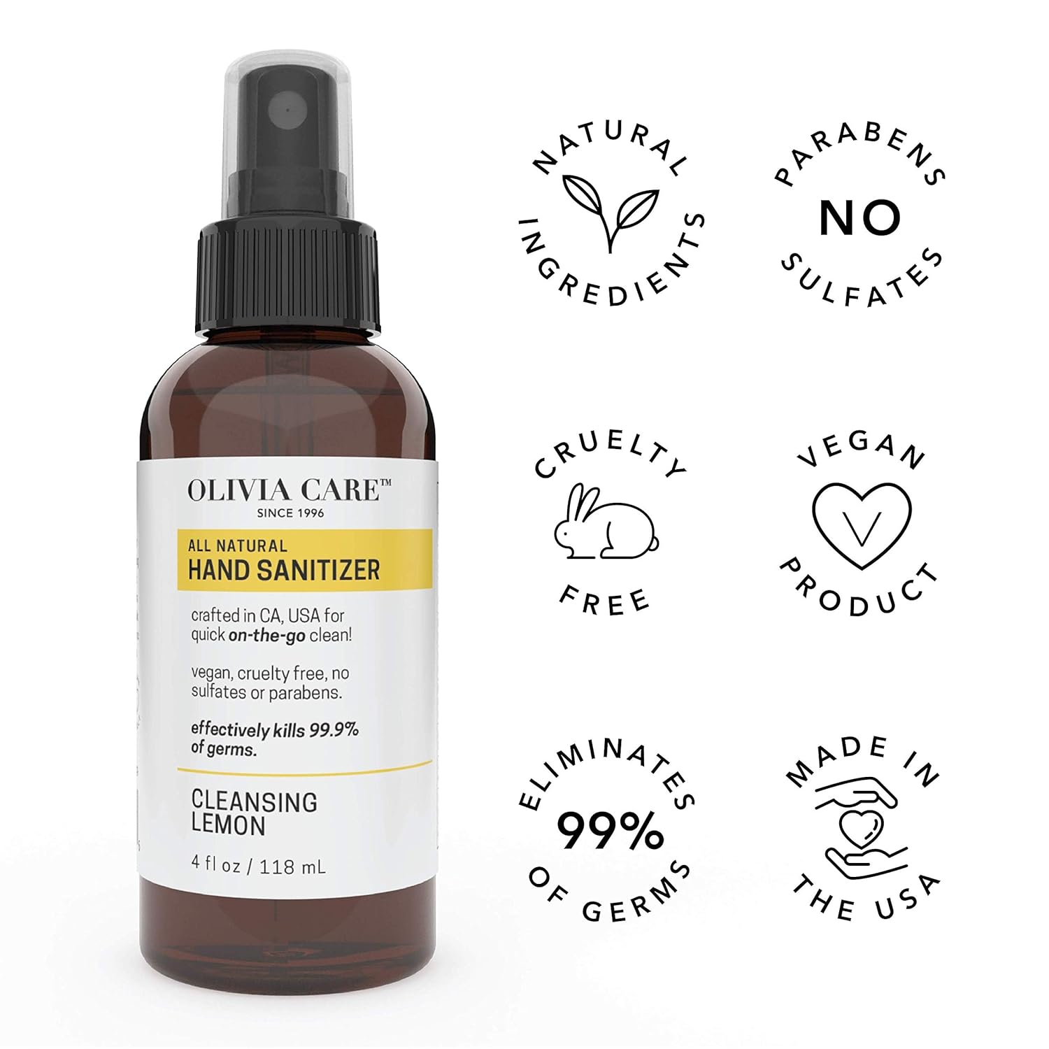 Olivia Care Hand Cleaning Spray - 4 OZ Germ Killing Moisturizing
