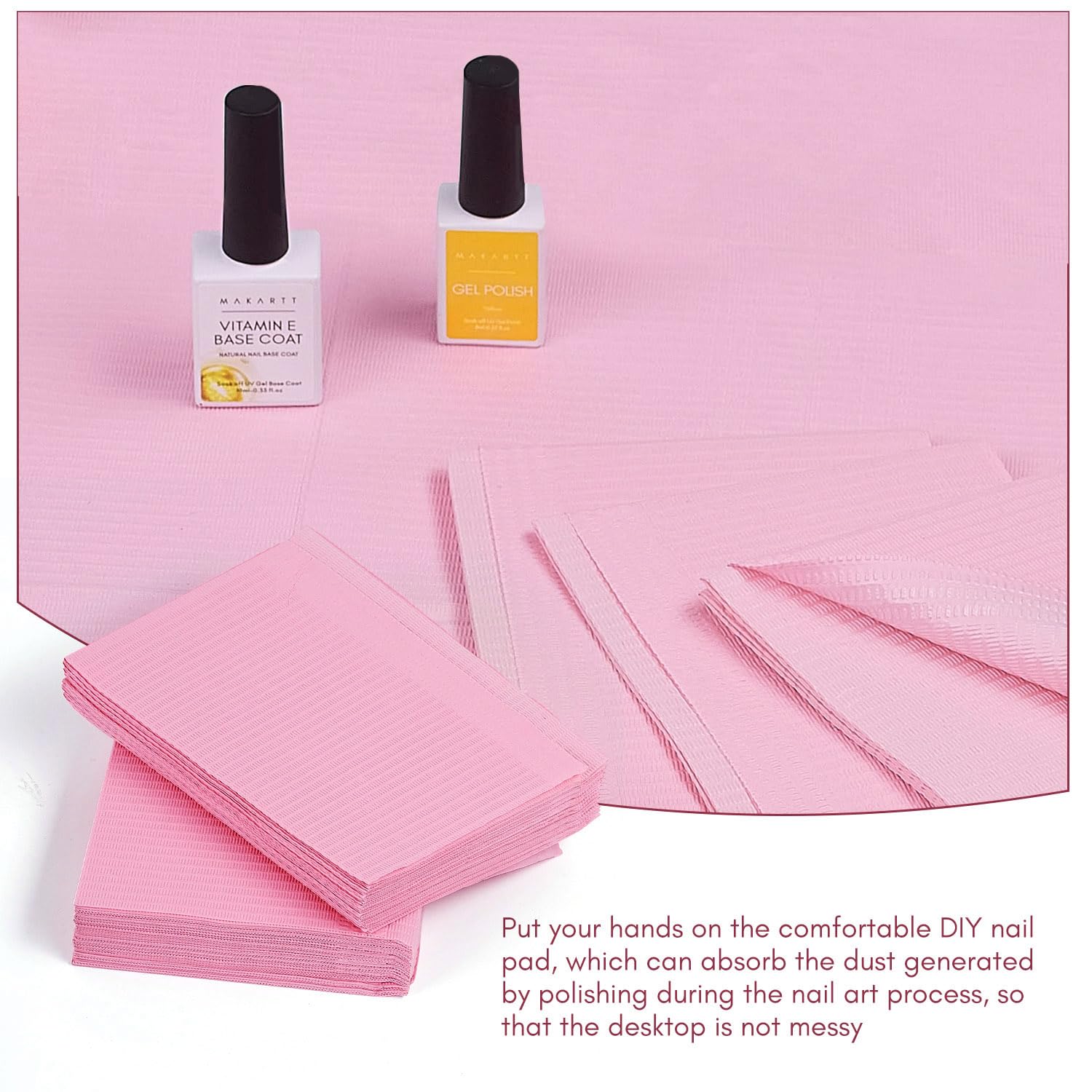 Makartt 50Pcs Pink Disposable Nail Mats