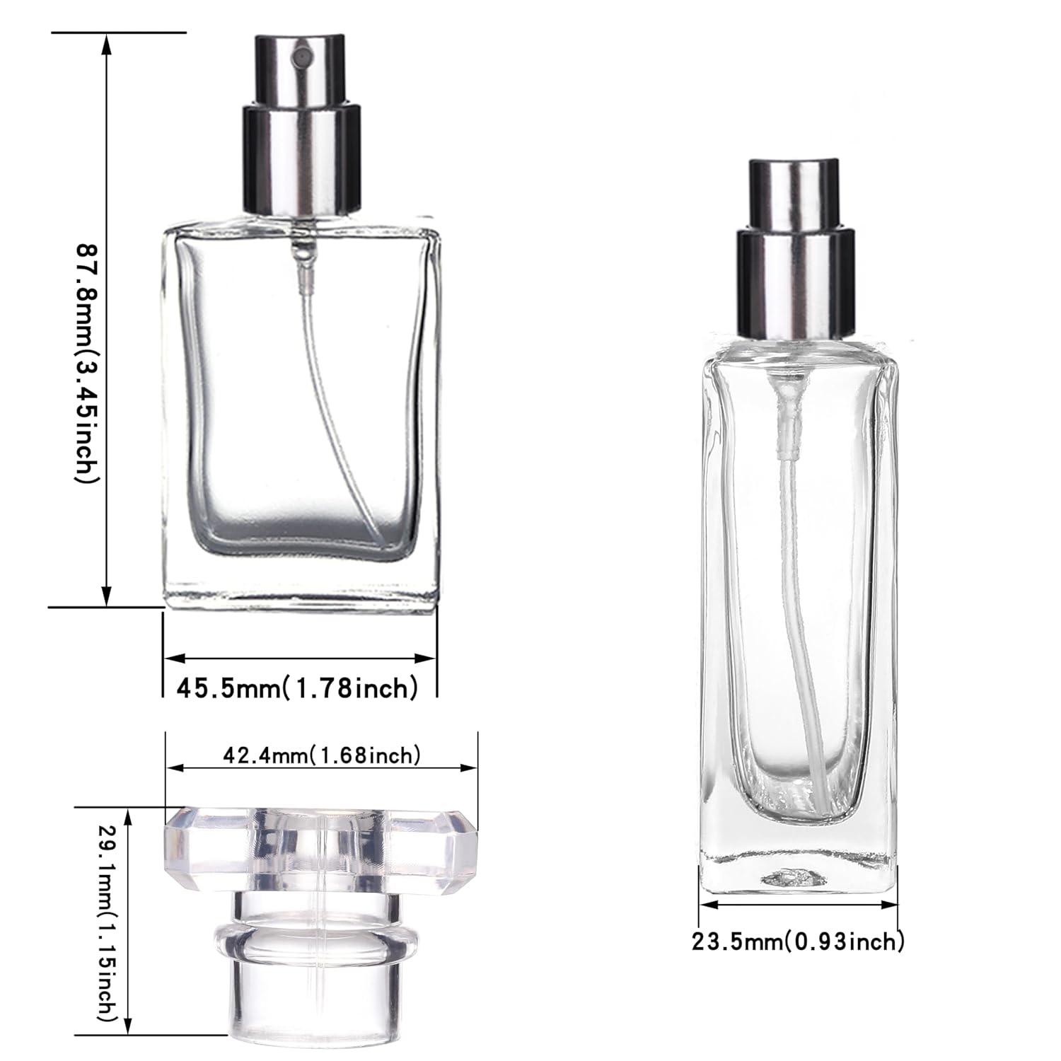 6 Pack 30ml Transparent Refillable Perfume Bottles