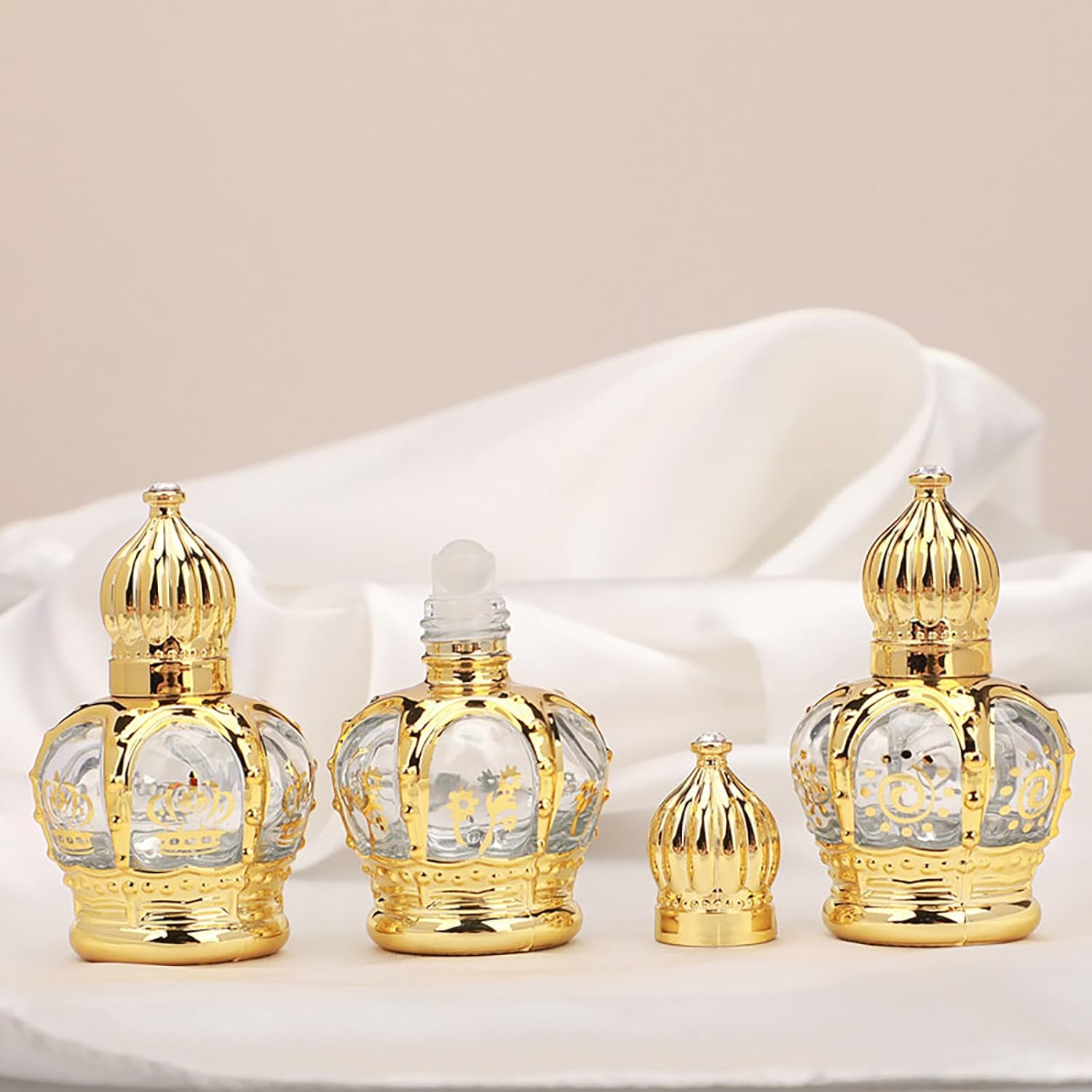 4 Pack Art Deco Roller Bottles For Essential Oils And Travel