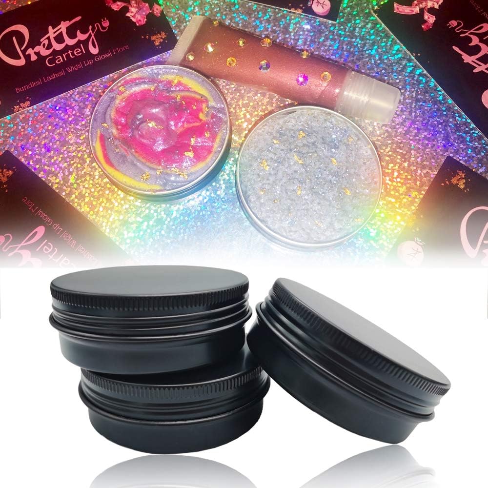 12 Pack 2 Oz Black Aluminum Jar with Screw Lid
