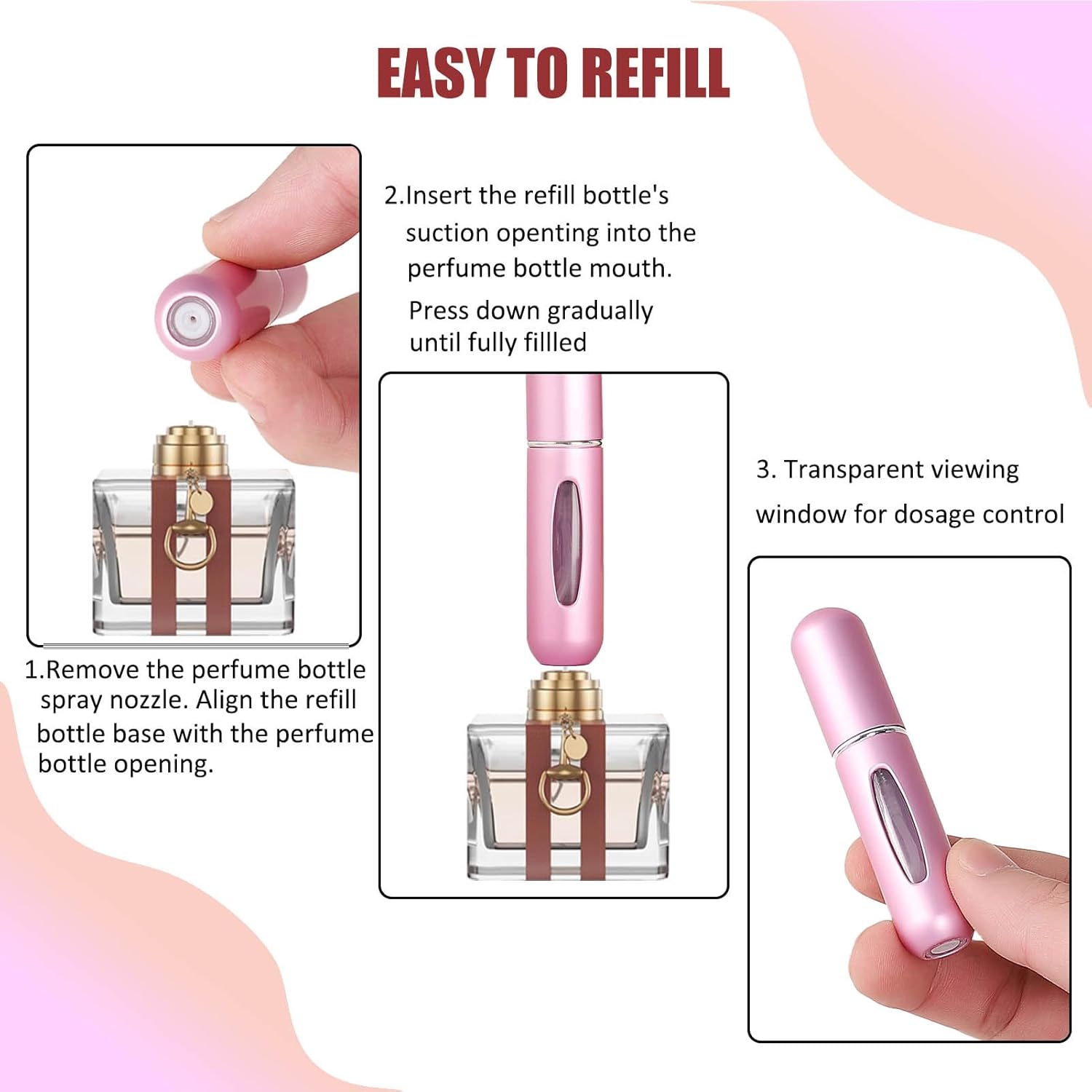 6pcs Mini Perfume Refillable Travel Bottle Atomizer Sprayer for Fragrance