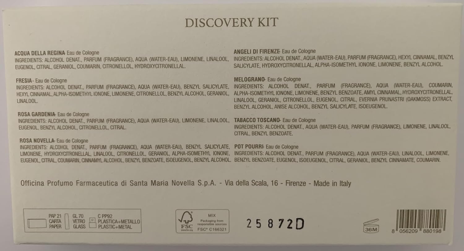 Santa Maria Novella Fragrance Discovery Kit with 8 2ml Spray Vials