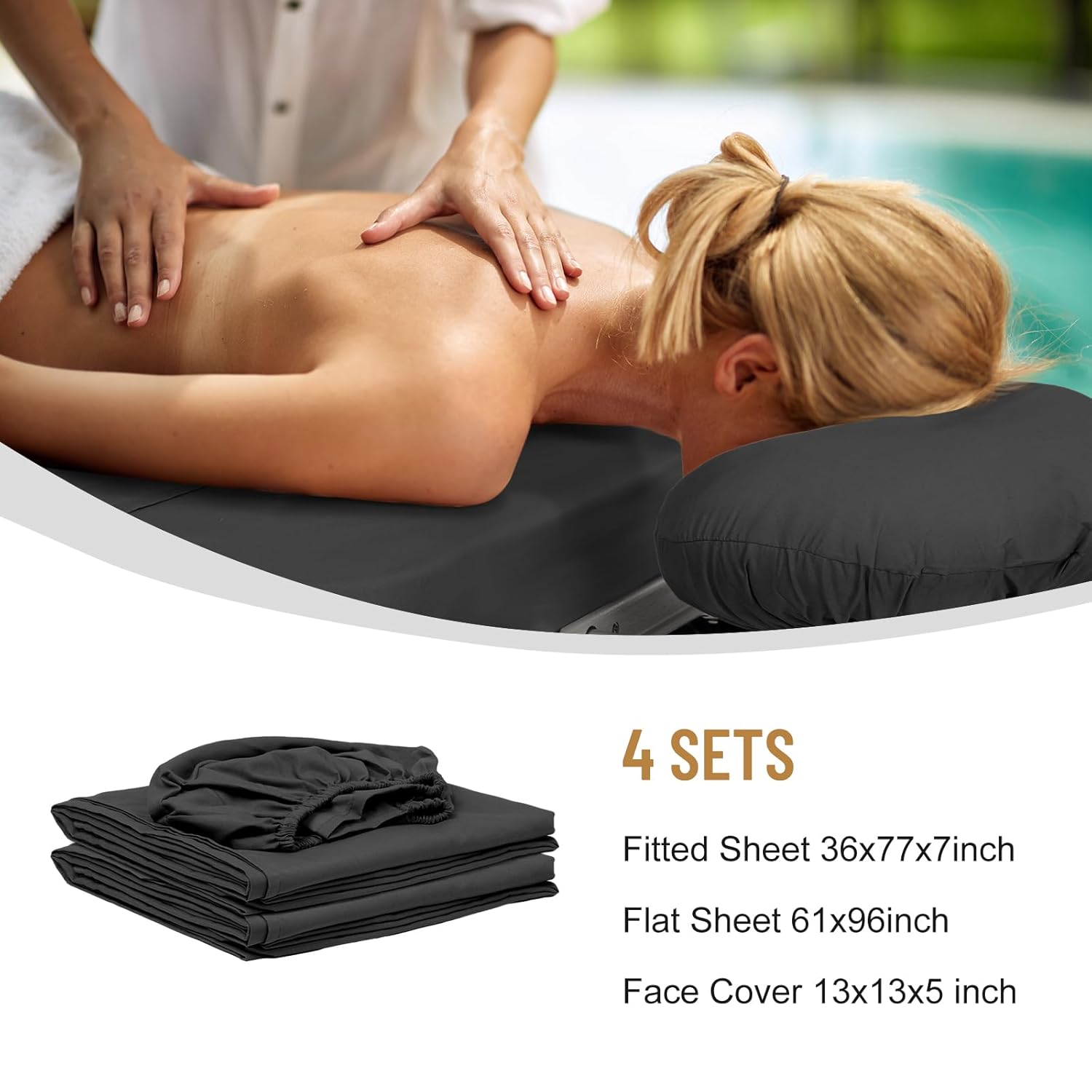12 Pcs 4 Sets Microfiber Massage Table Sheet Set Black