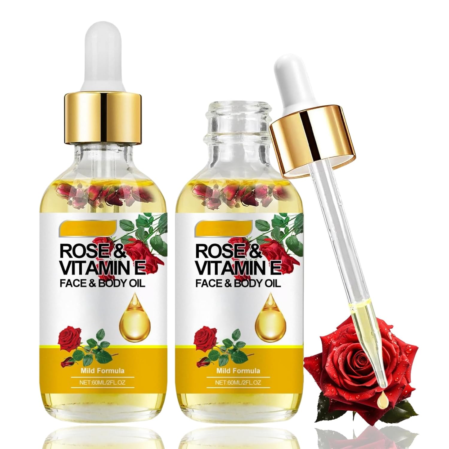 2 Pcs Rose and Vitamin E Oil for Skin Care