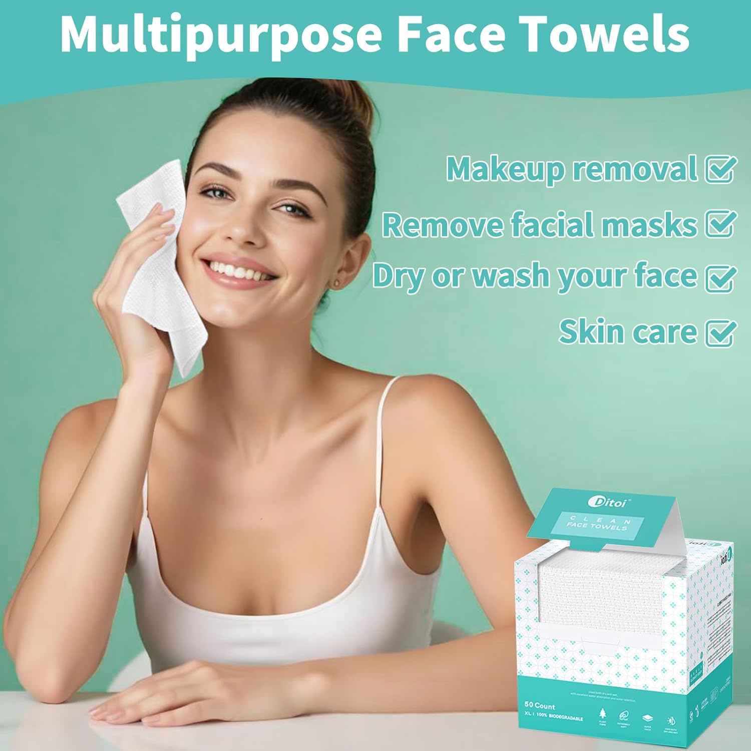 Ditoi Ultra Soft Face Towels 10x12 100 Count 2 Pack