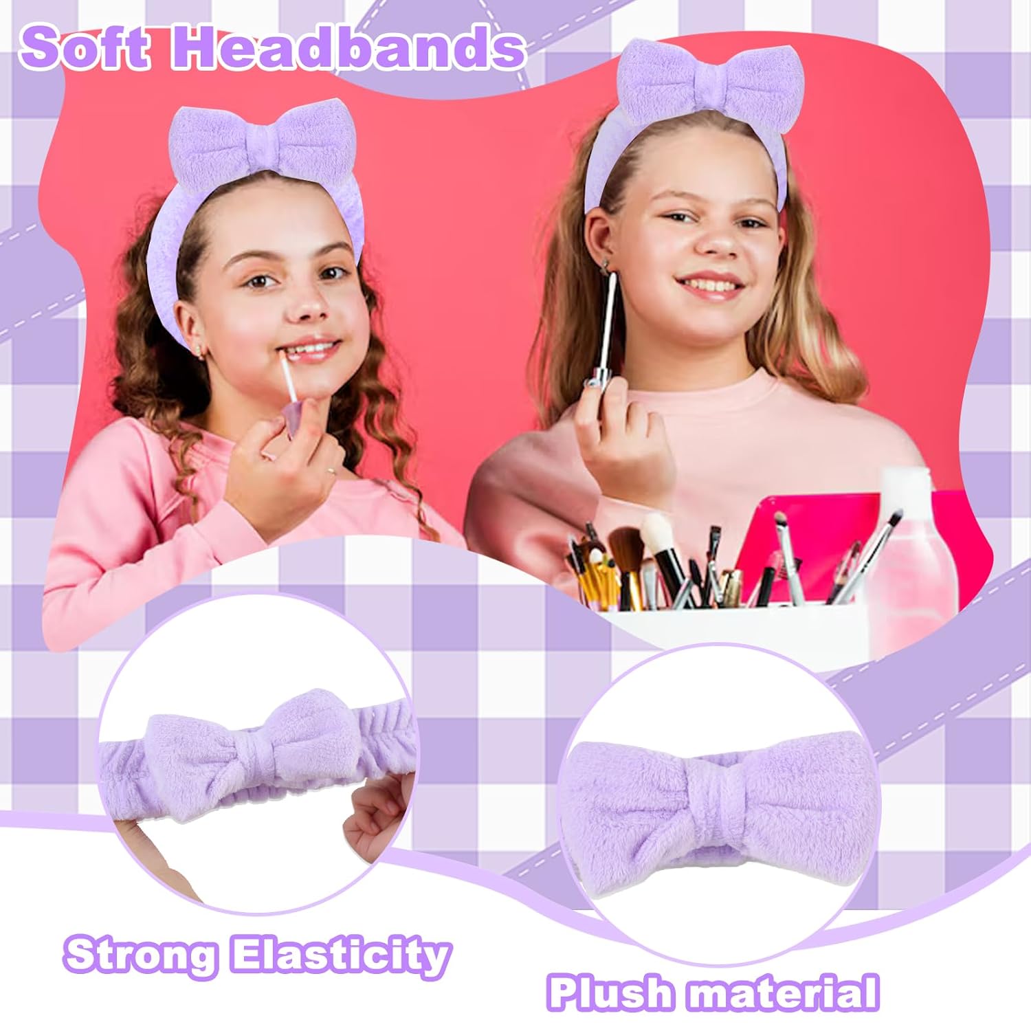 48 Pcs Spa Party Supplies for Girls Headband Wristband Set