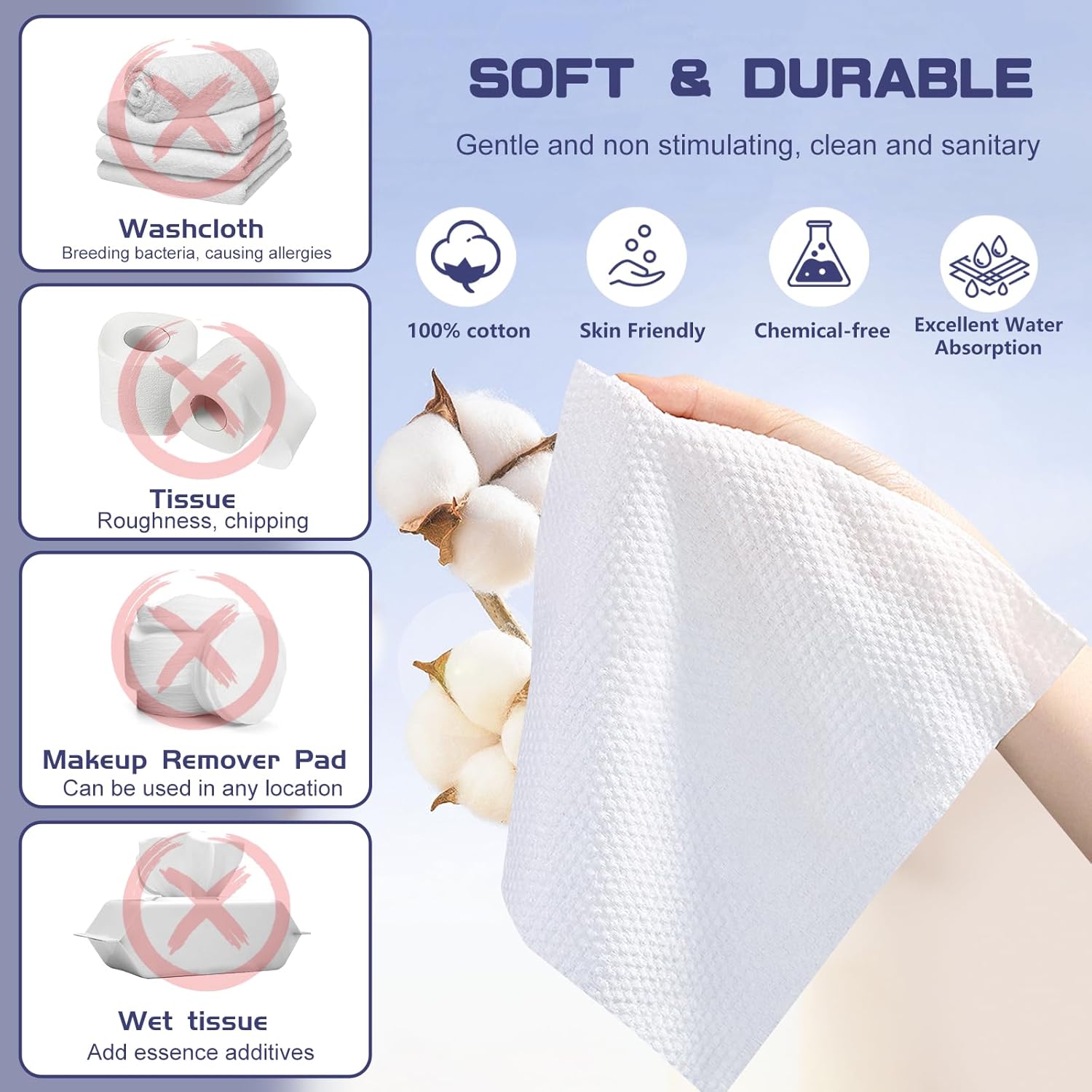 Soft Cotton Face Towel 100 Count for Cleansing and Drying
