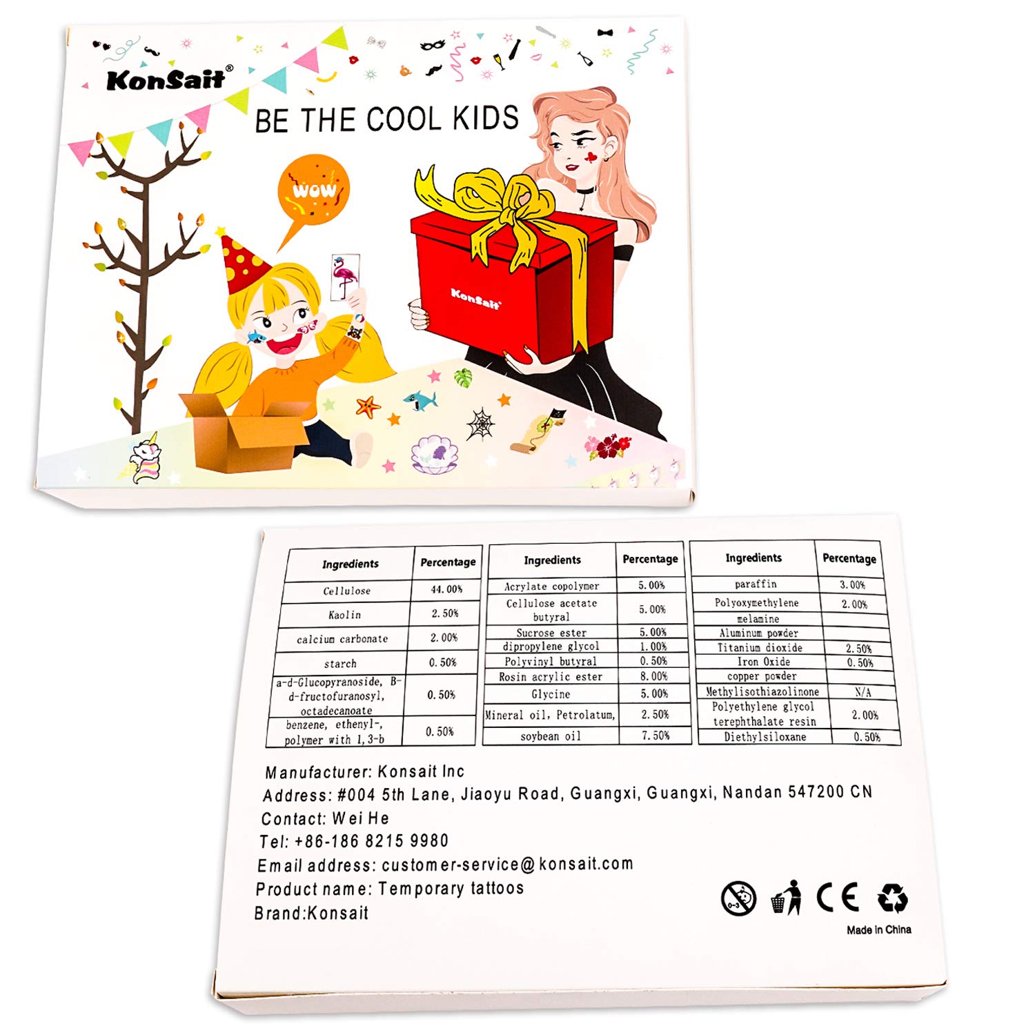 Konsait 160pcs 2inch Emoticon Temporary Tattoos