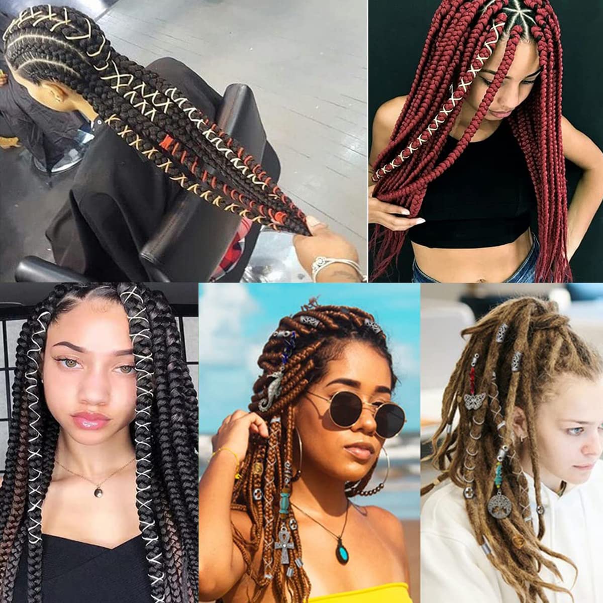 Gold Sliver Dreadlock Braids Hair Accessories 2 Pieces