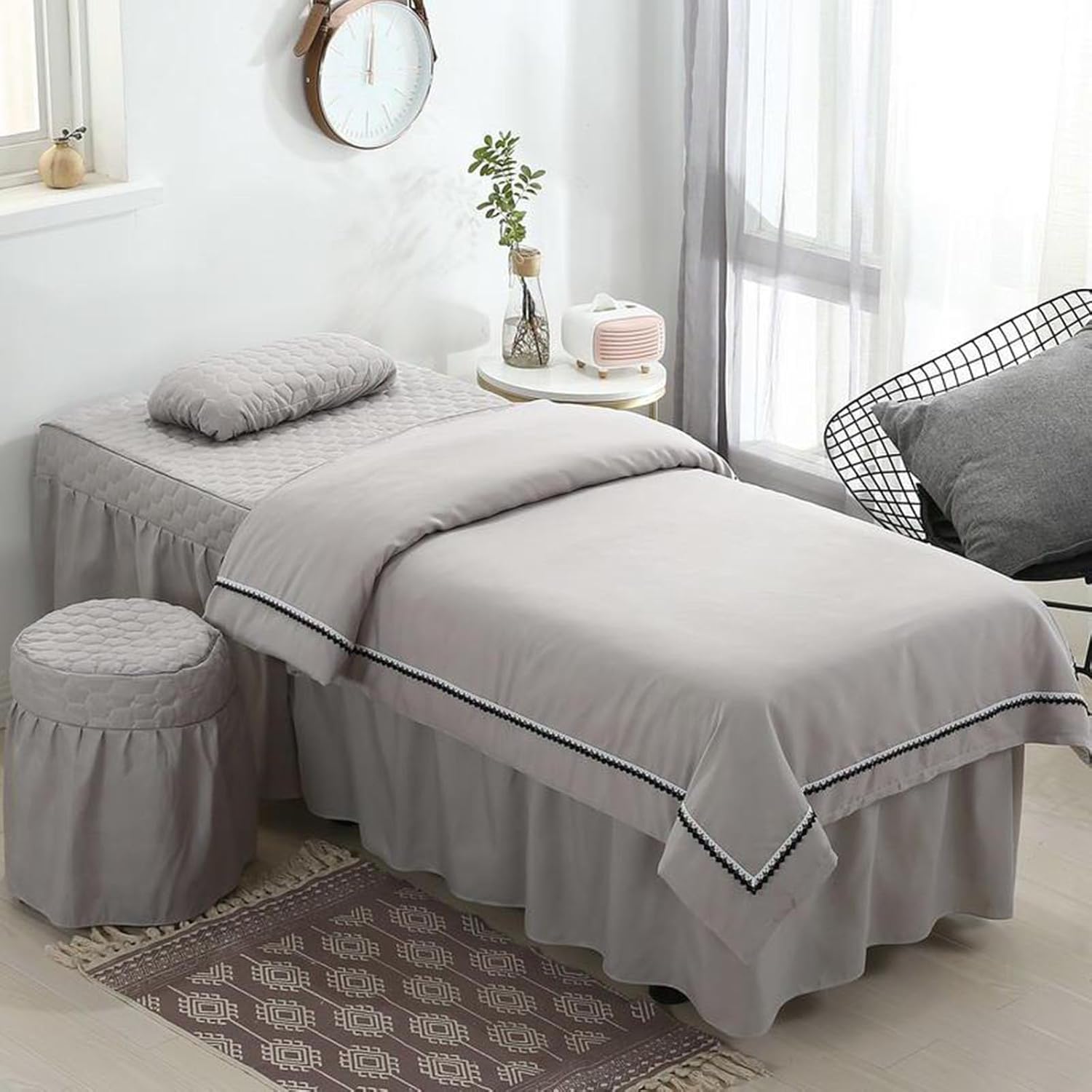 MIPOPS Massage Table Sheets 4 Piece Set Gray 185x70cm