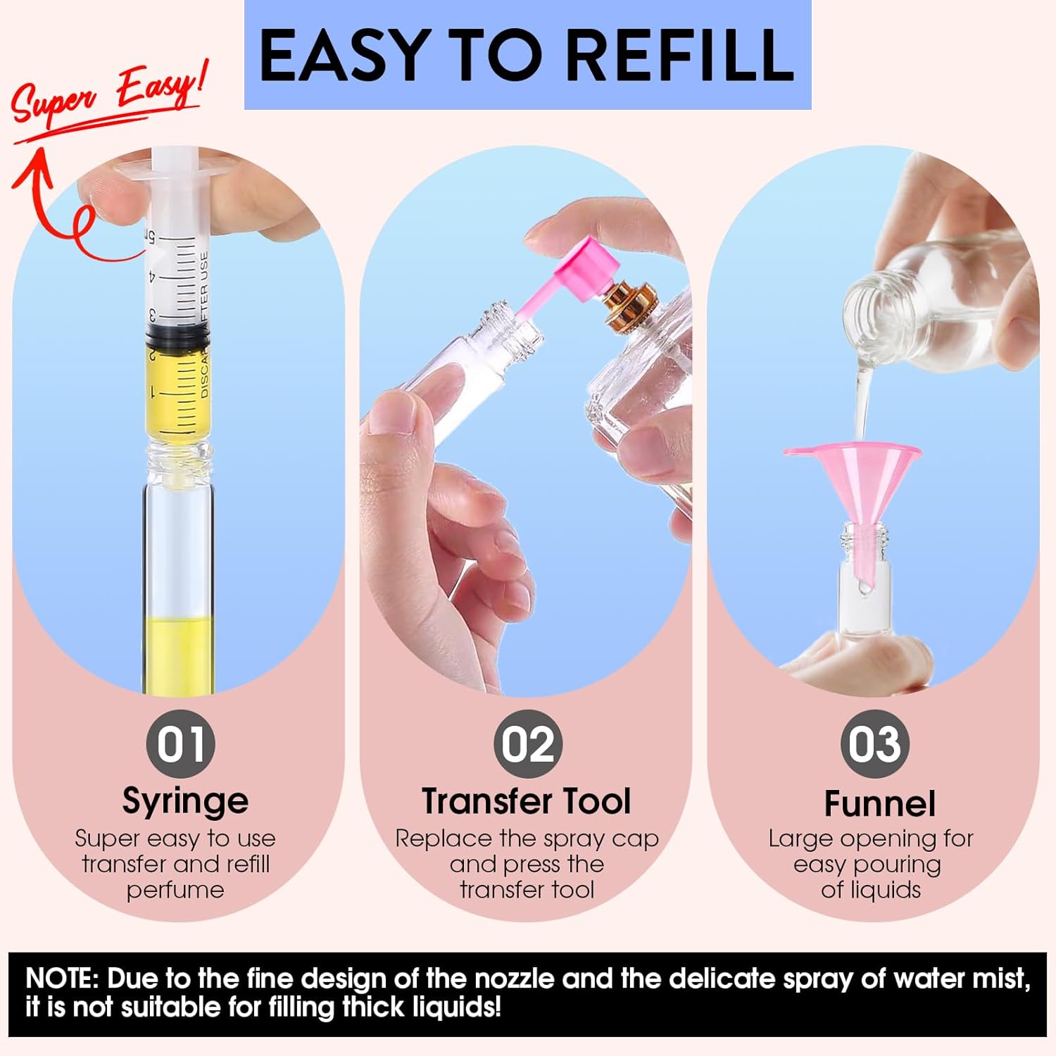 6 Pack 8ML Empty Perfume Atomizer for Refill Portable Spray Bottle