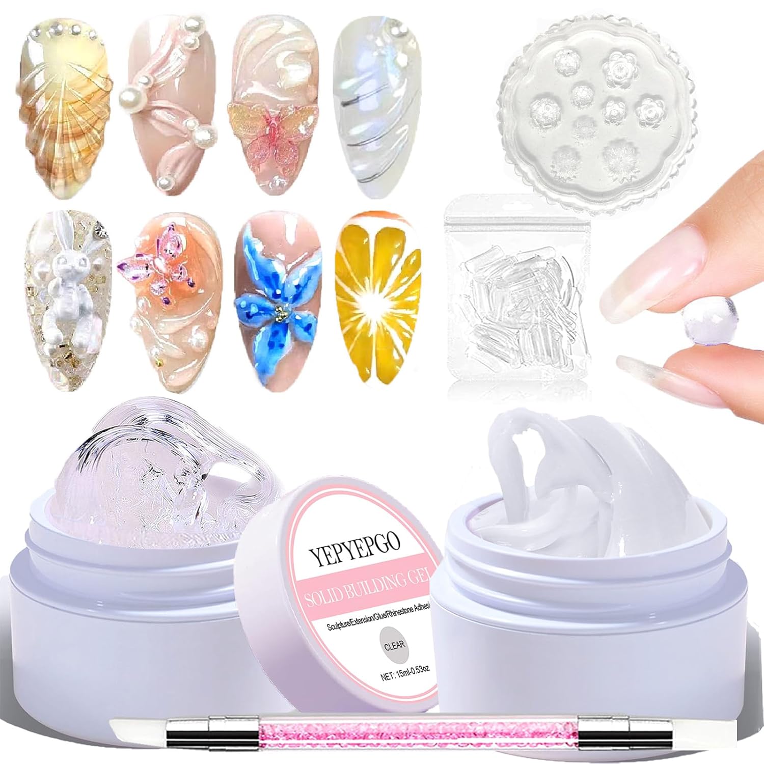 YEPYEPGO Solid Builder Gel for Nails 2pcs Set