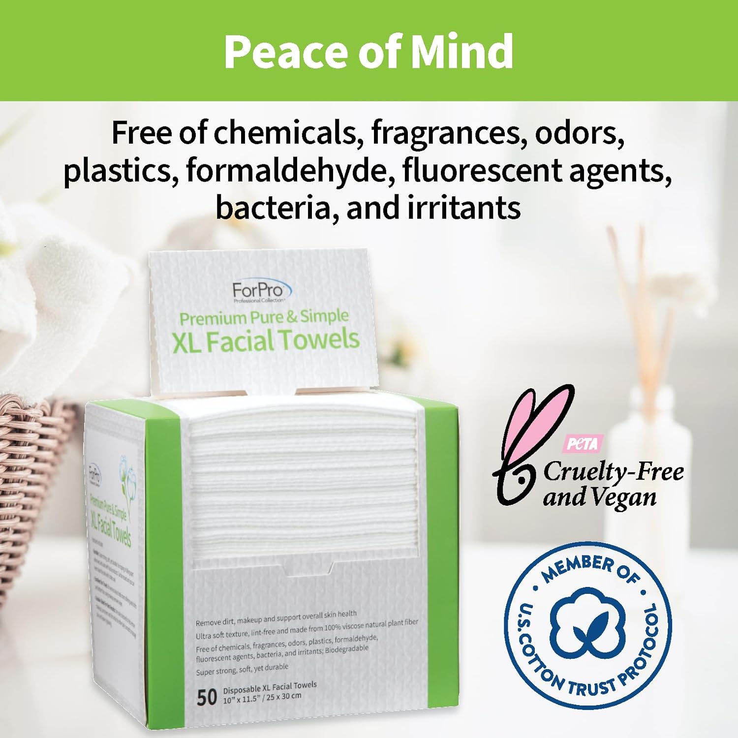 ForPro Premium Pure Simple XL Facial Towels 50 Count