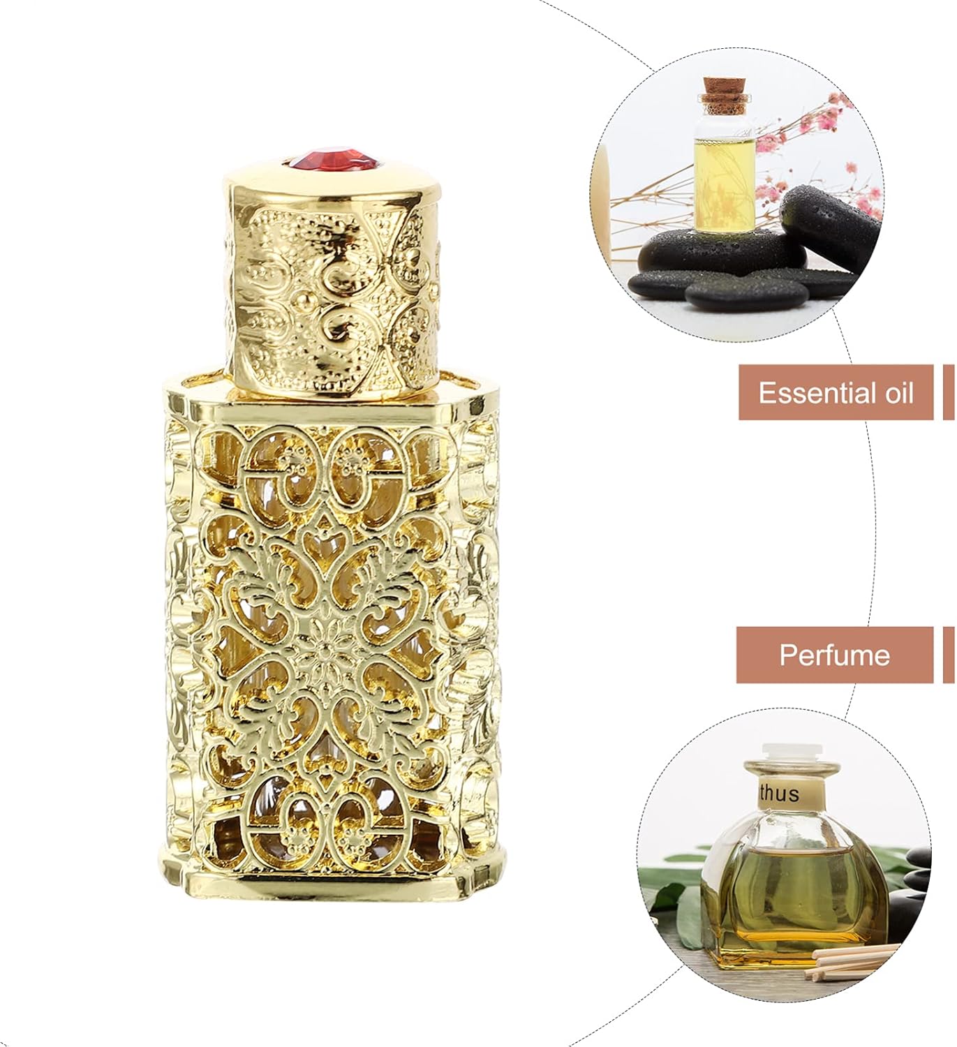 Hollow Metal Essential Oil Dropper Bottle Portable Refillable Perfume Vial