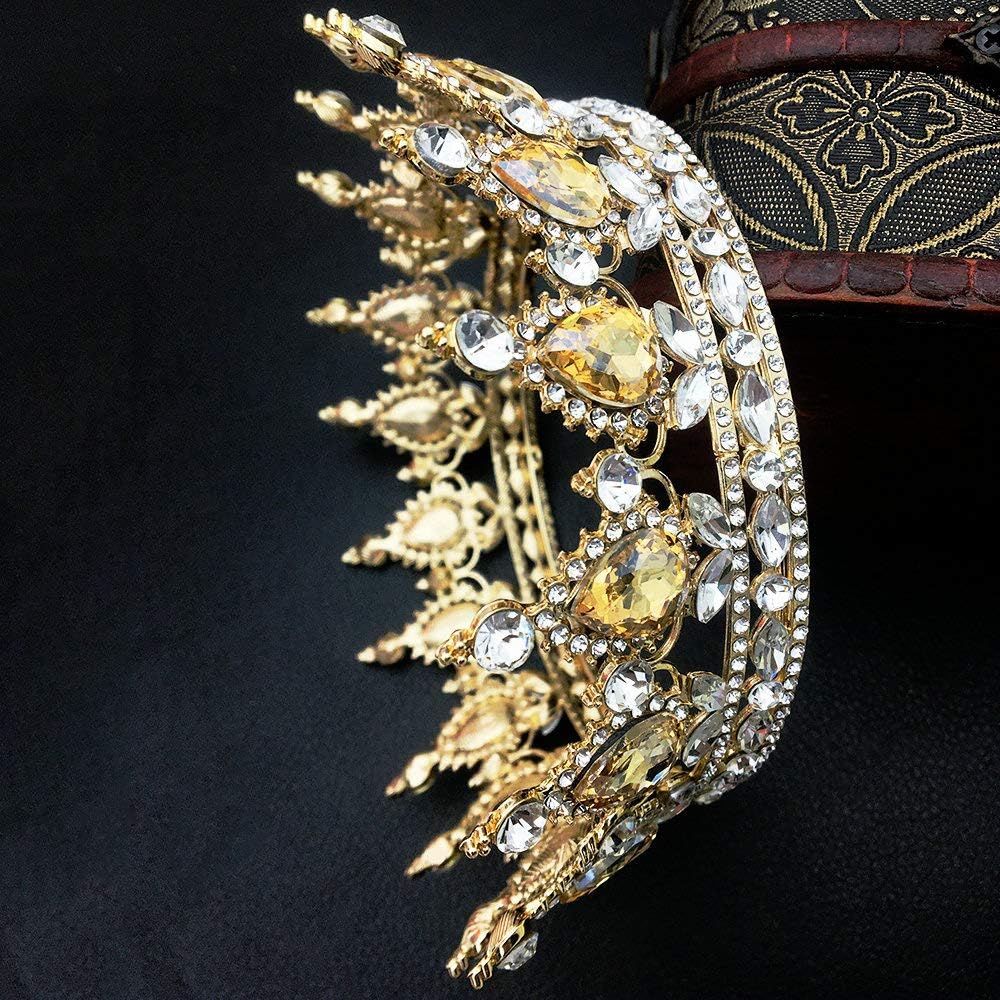 QIDIAN Retro Round Crown Bride Hair Accessory for Women