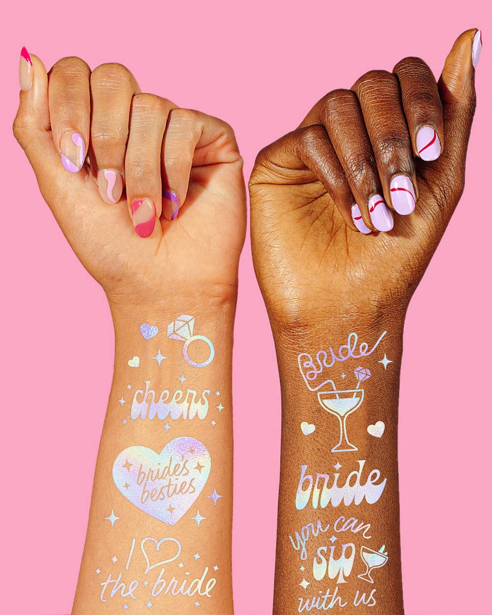 Xo Fetti Cheers Bachelorette Temporary Tattoos - 40 Iridescent Styles