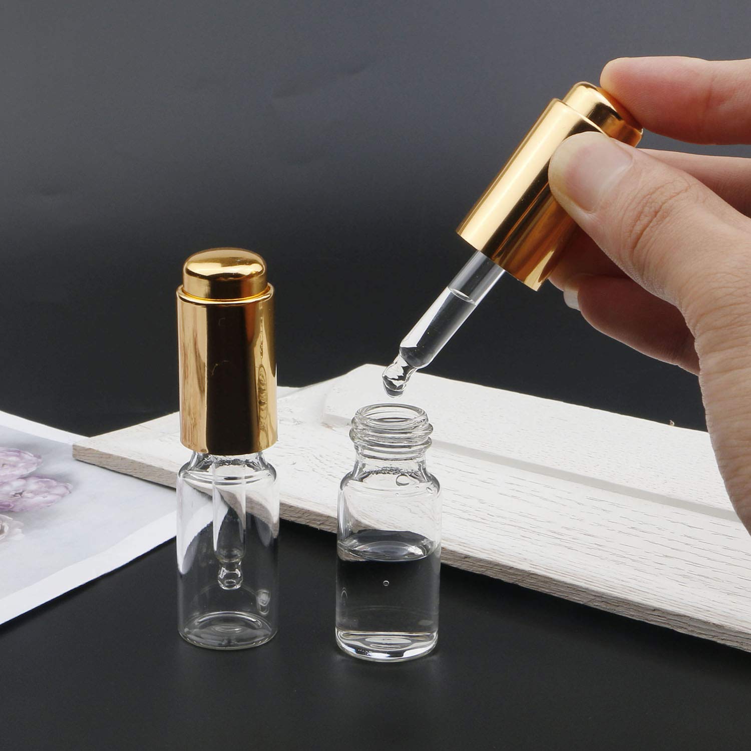 Ellbest 8Pcs 10ml Clear Press Dropper Bottles