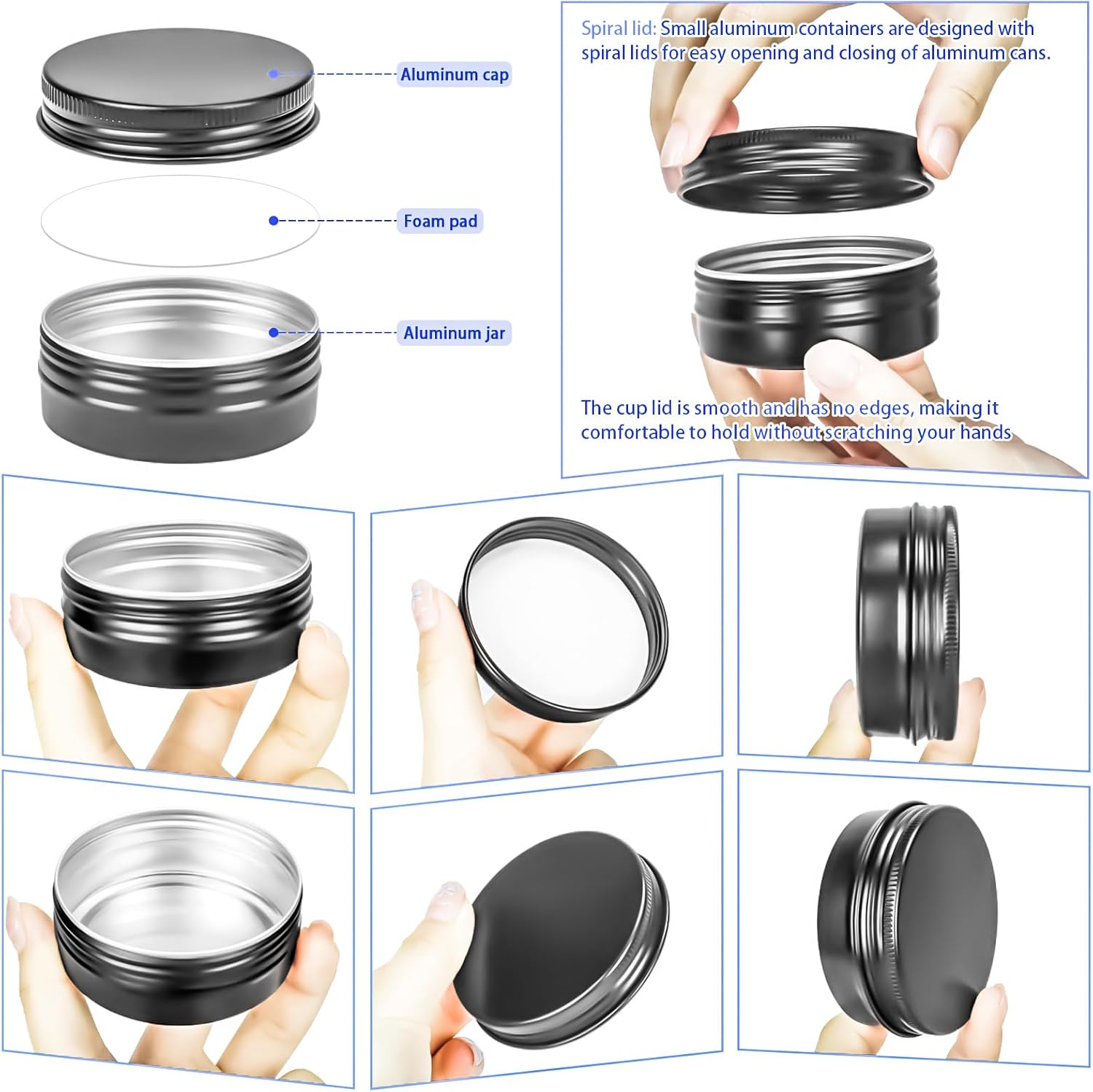 MotBach 12 Pack 2oz Metal Tin Jars with Screw Lid