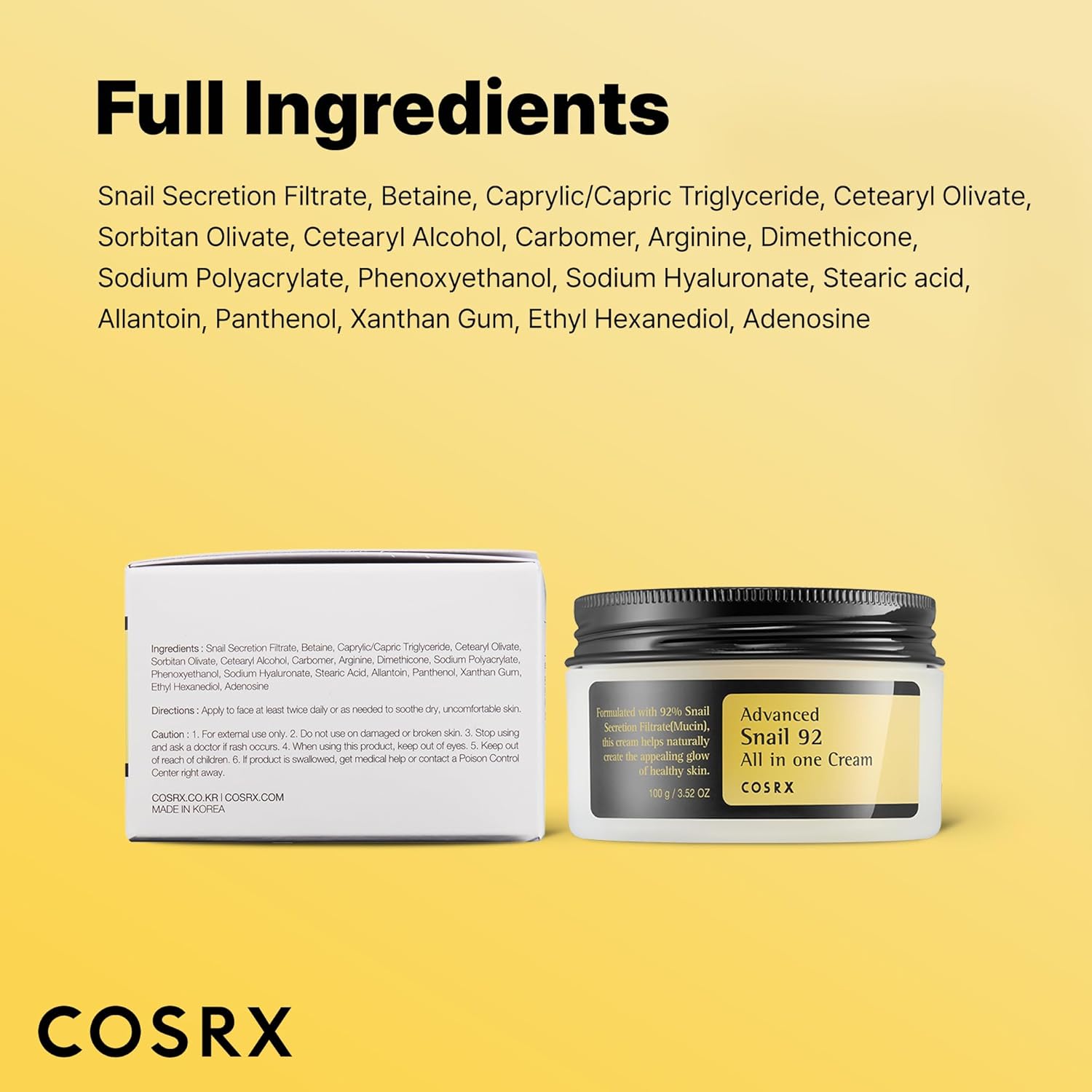 COSRX Snail Mucin 92 Face Moisturizer 352 Oz