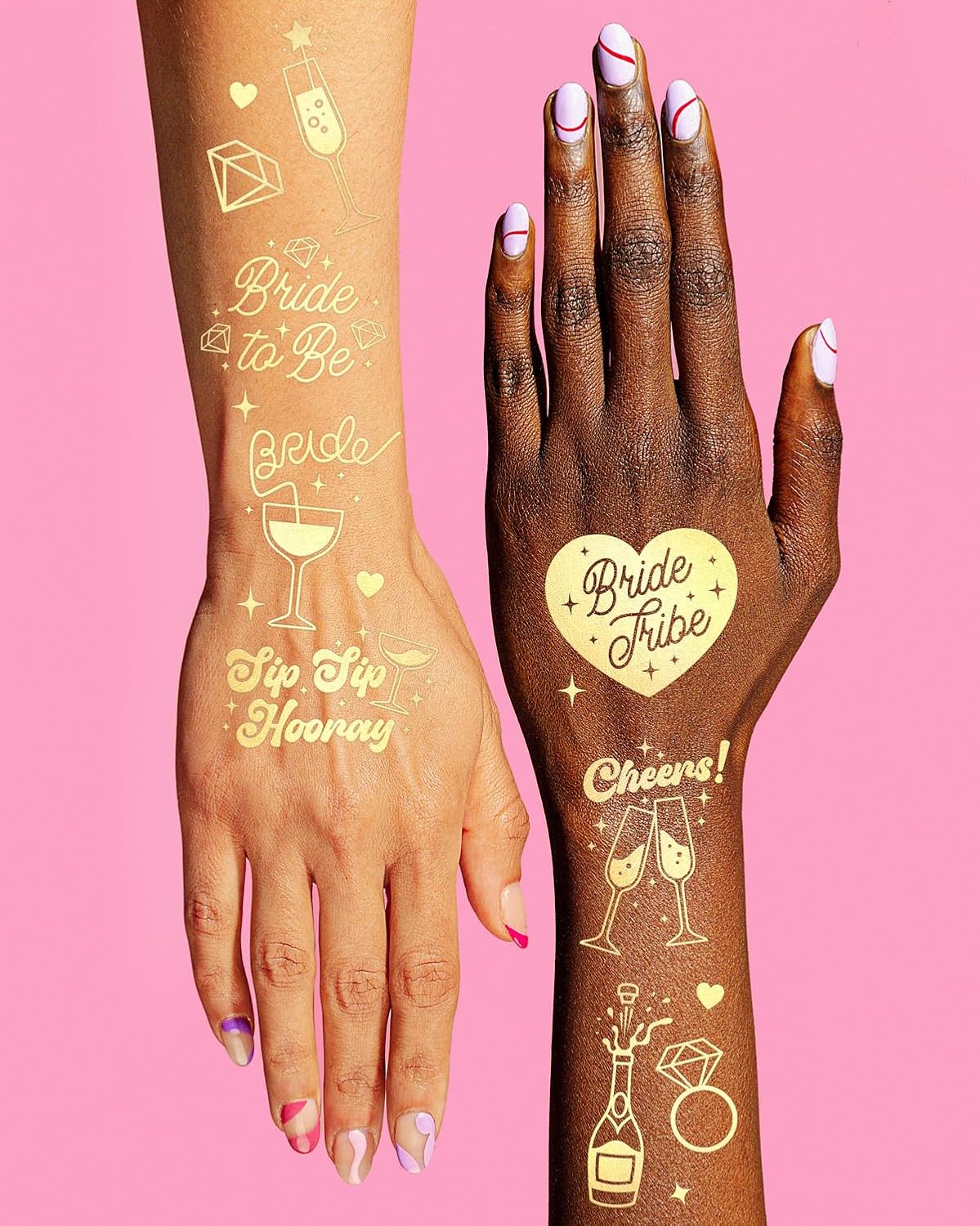 XO Fetti Gold Bachelorette Tattoos 54 Pcs