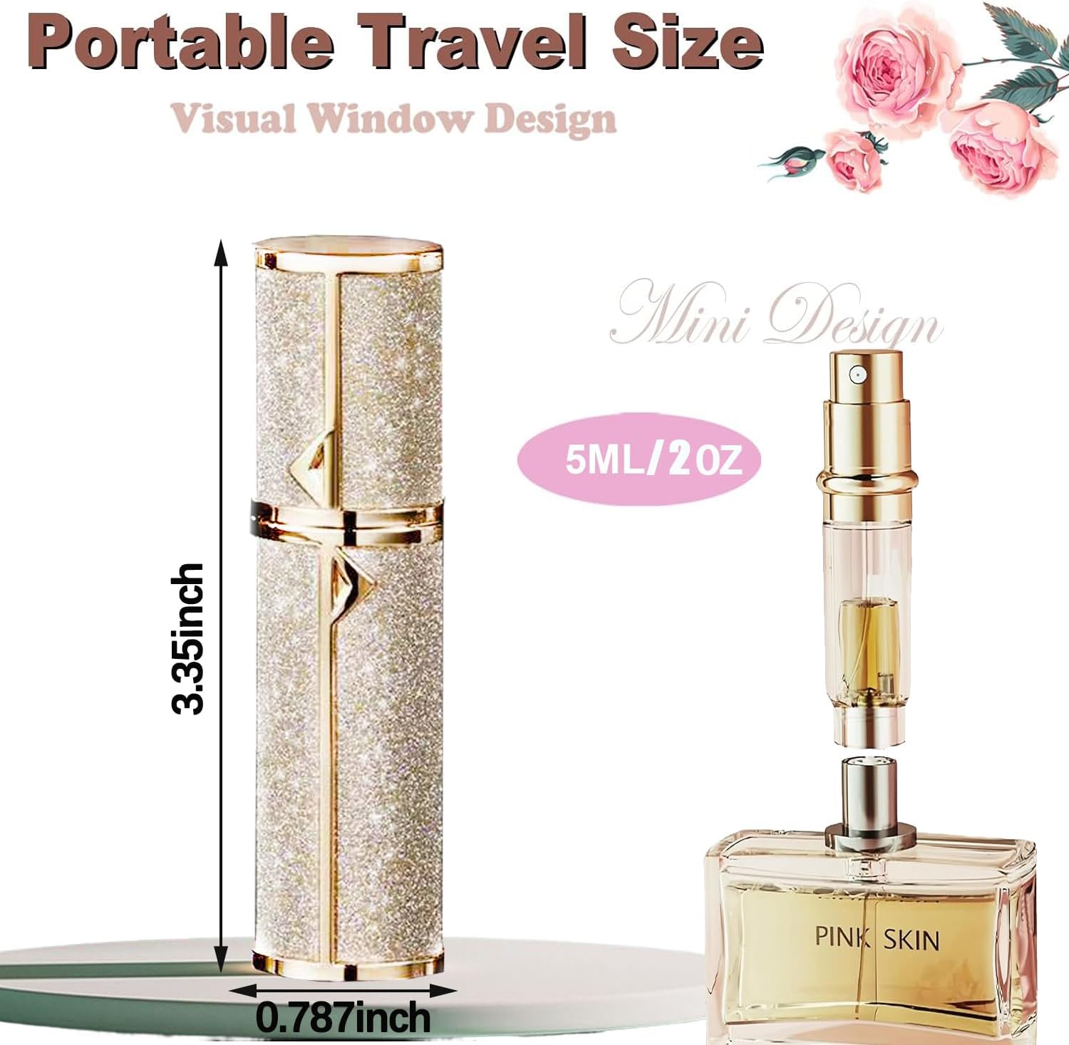 Travel Perfume Bottle Refillable 5ml Golden