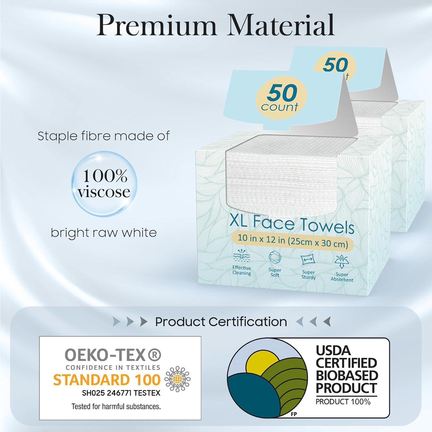 100 Count XL Disposable Face Towels 10x12 2 Pack