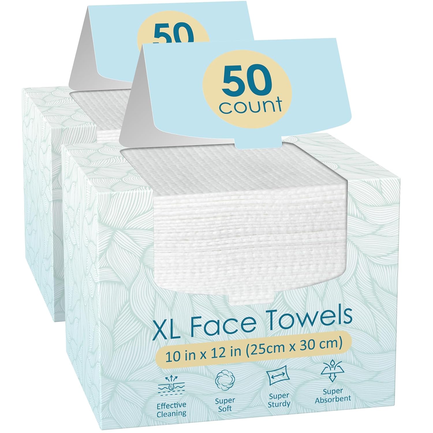 100 Count XL Disposable Face Towels 10x12 2 Pack