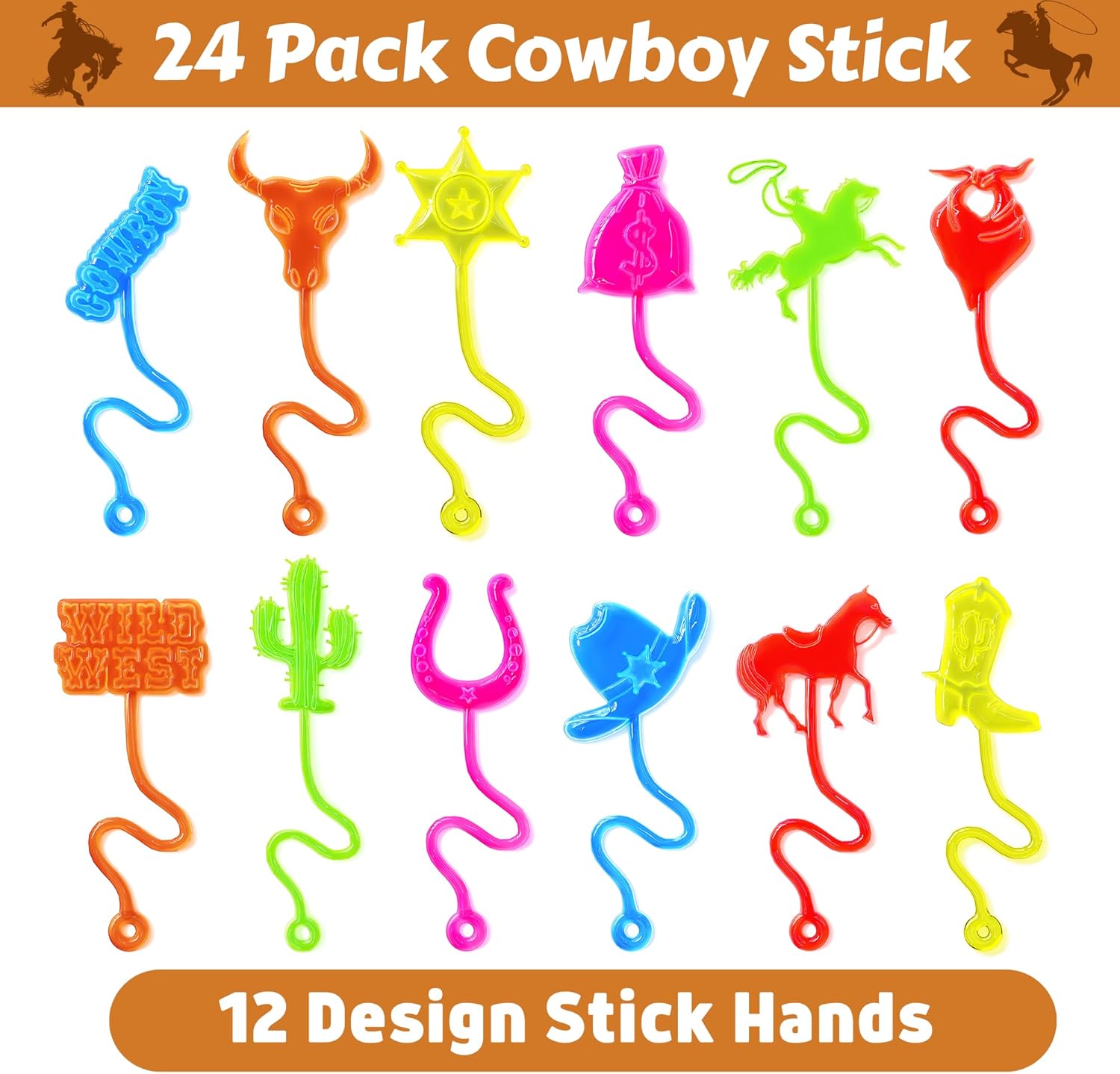 48PCS Cowboy Party Favors - Stick Hands Tattoos
