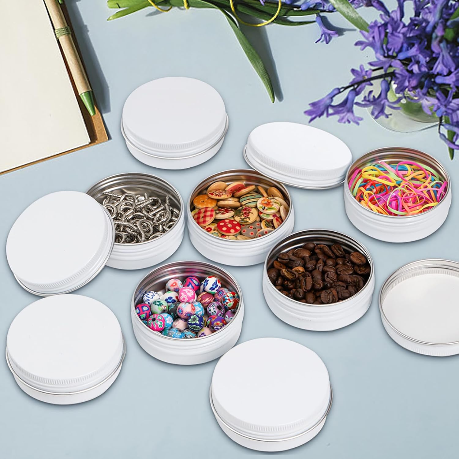 Foraineam 48-Pack 2 oz White Lip Balm Tins with Screw Lid