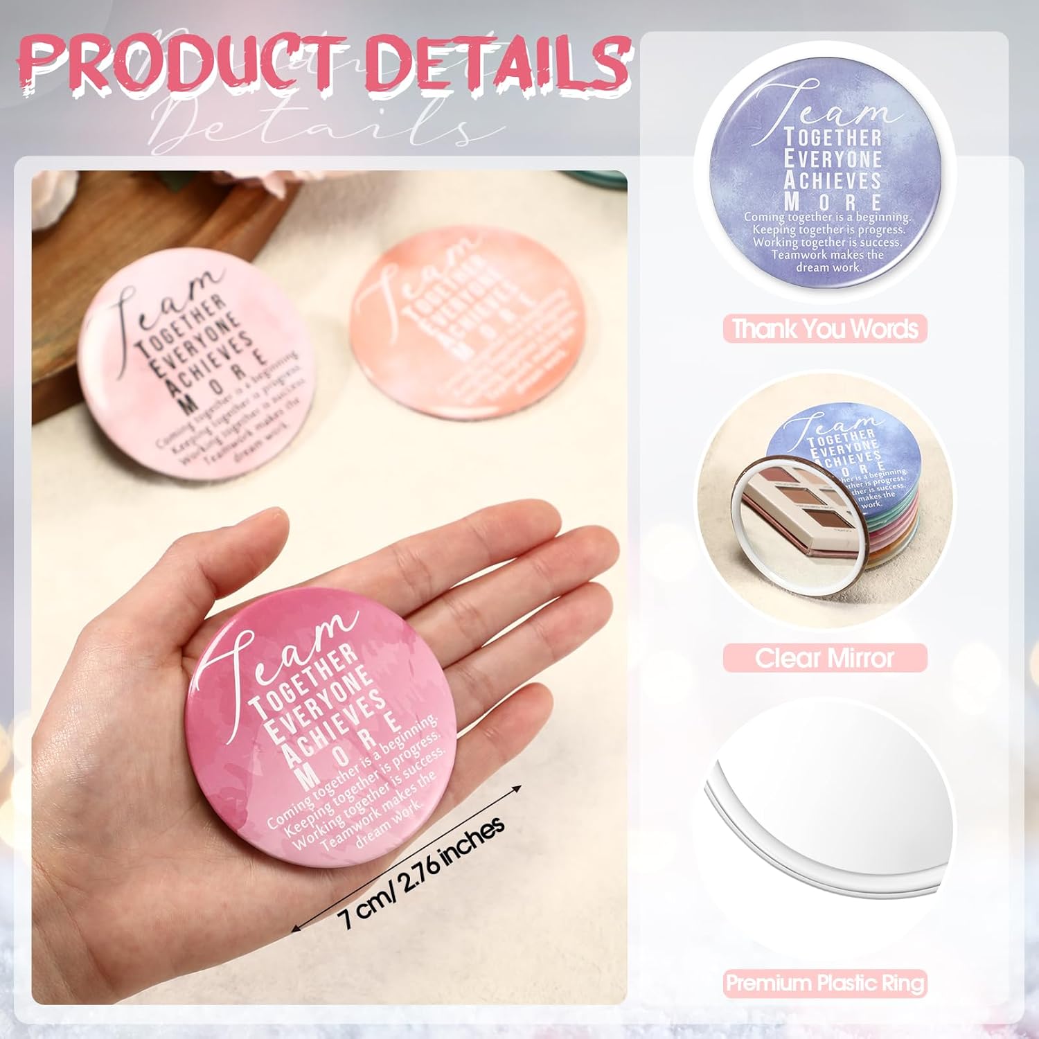 30 Pcs Team Employee Appreciation Compact Mirrors