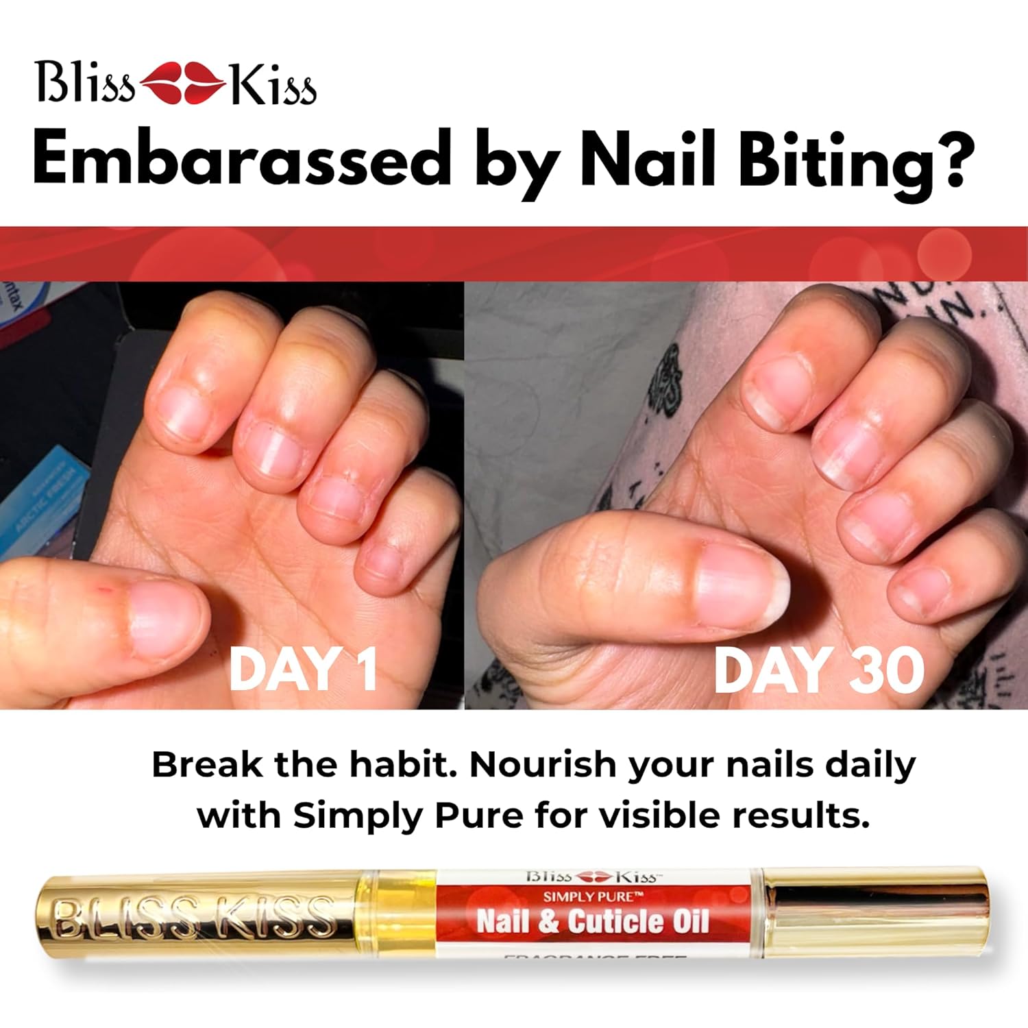 Bliss Kiss Nail Oil Cuticle Pen with Vitamin E and Jojoba