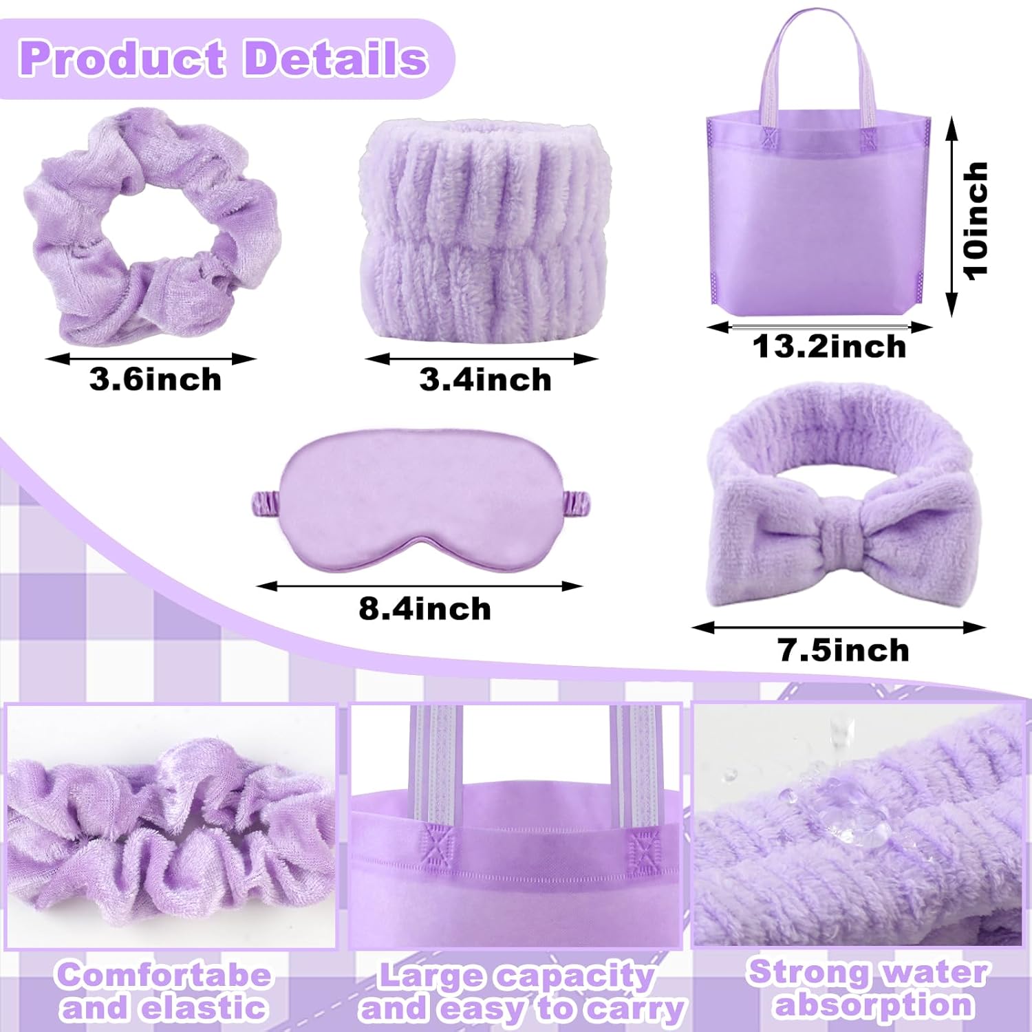 48 Pcs Spa Party Supplies for Girls Headband Wristband Set