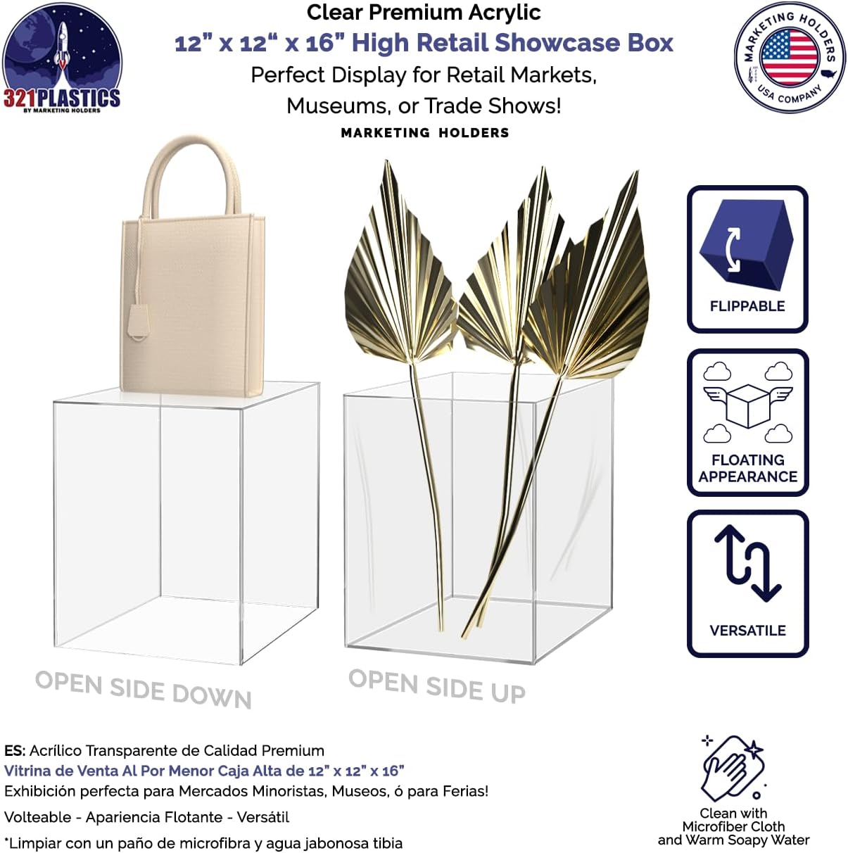 Acrylic Display Riser Box 12x12x16 Clear Tower Pedestal