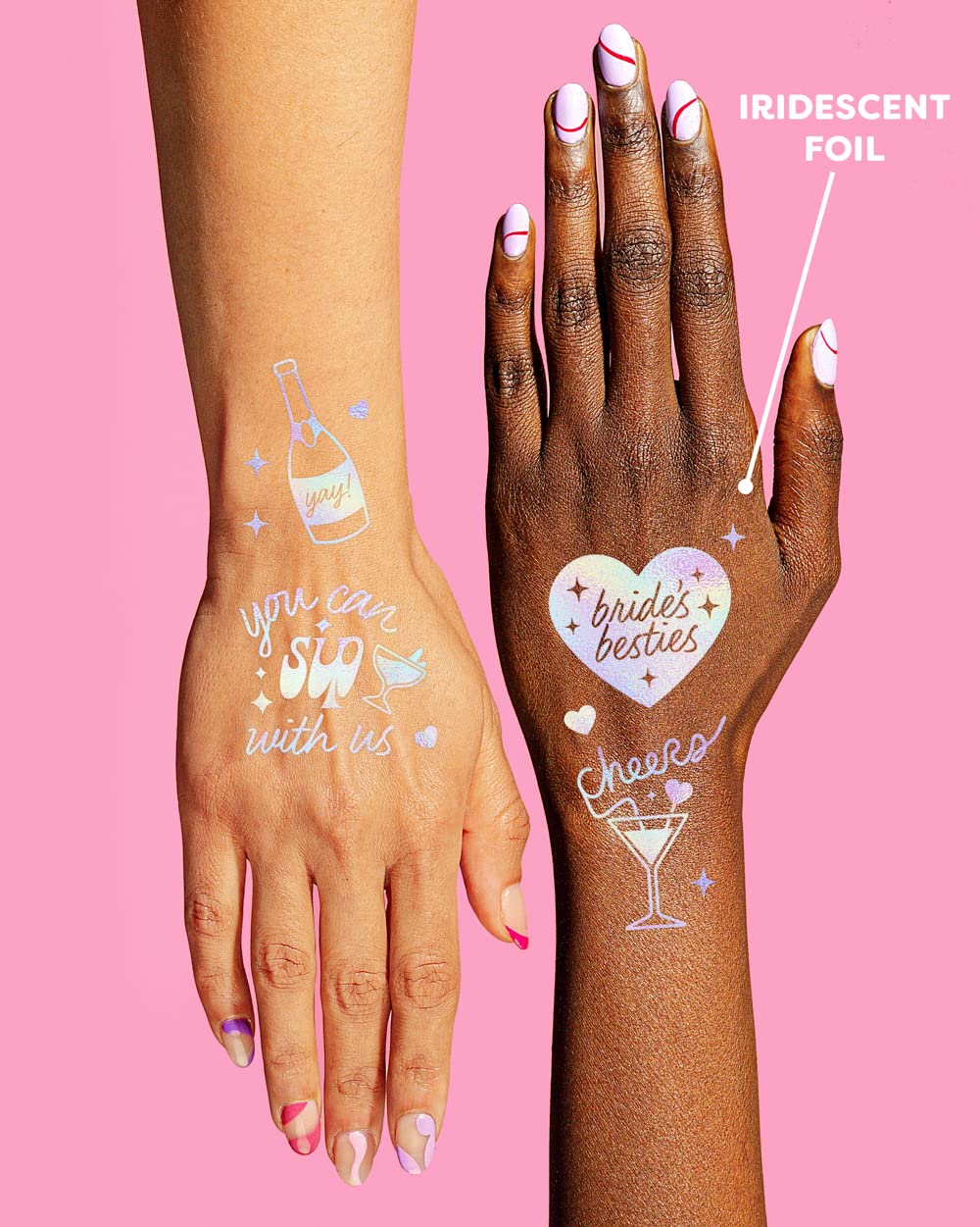 Xo Fetti Cheers Bachelorette Temporary Tattoos - 40 Iridescent Styles