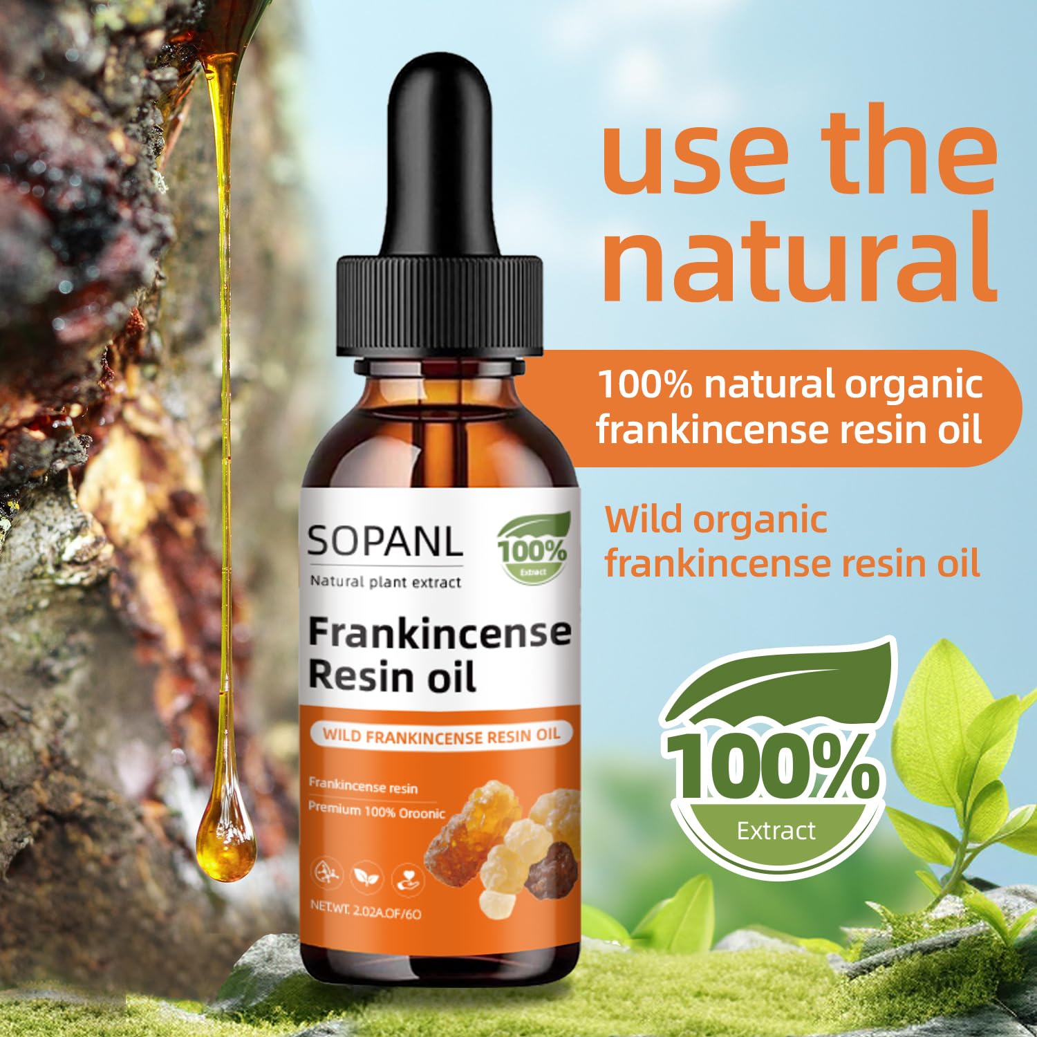 Organic Frankincense Resin Oil for Face 2 Fl Oz