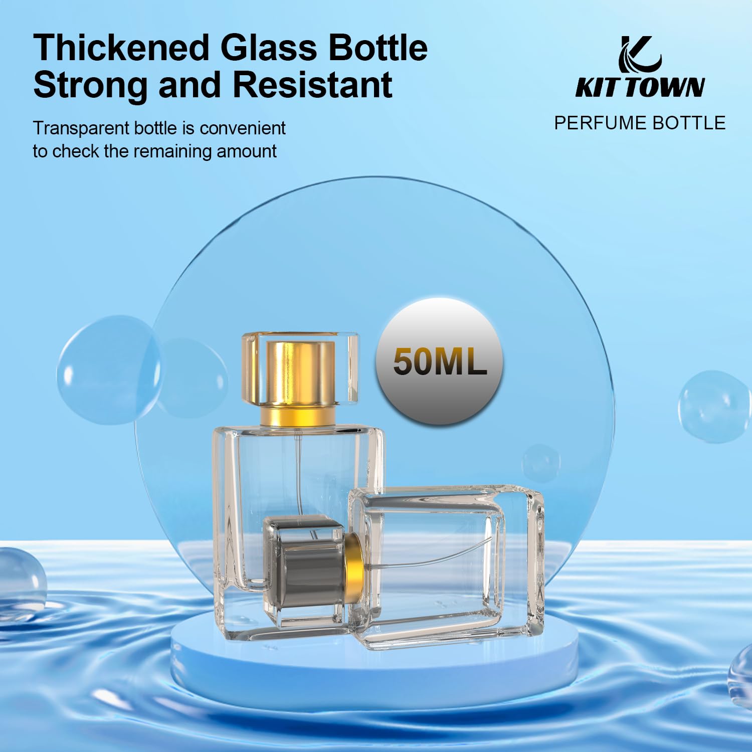 Refillable Perfume Bottle 2 Pack Glass Spray Bottle 50ml 17oz