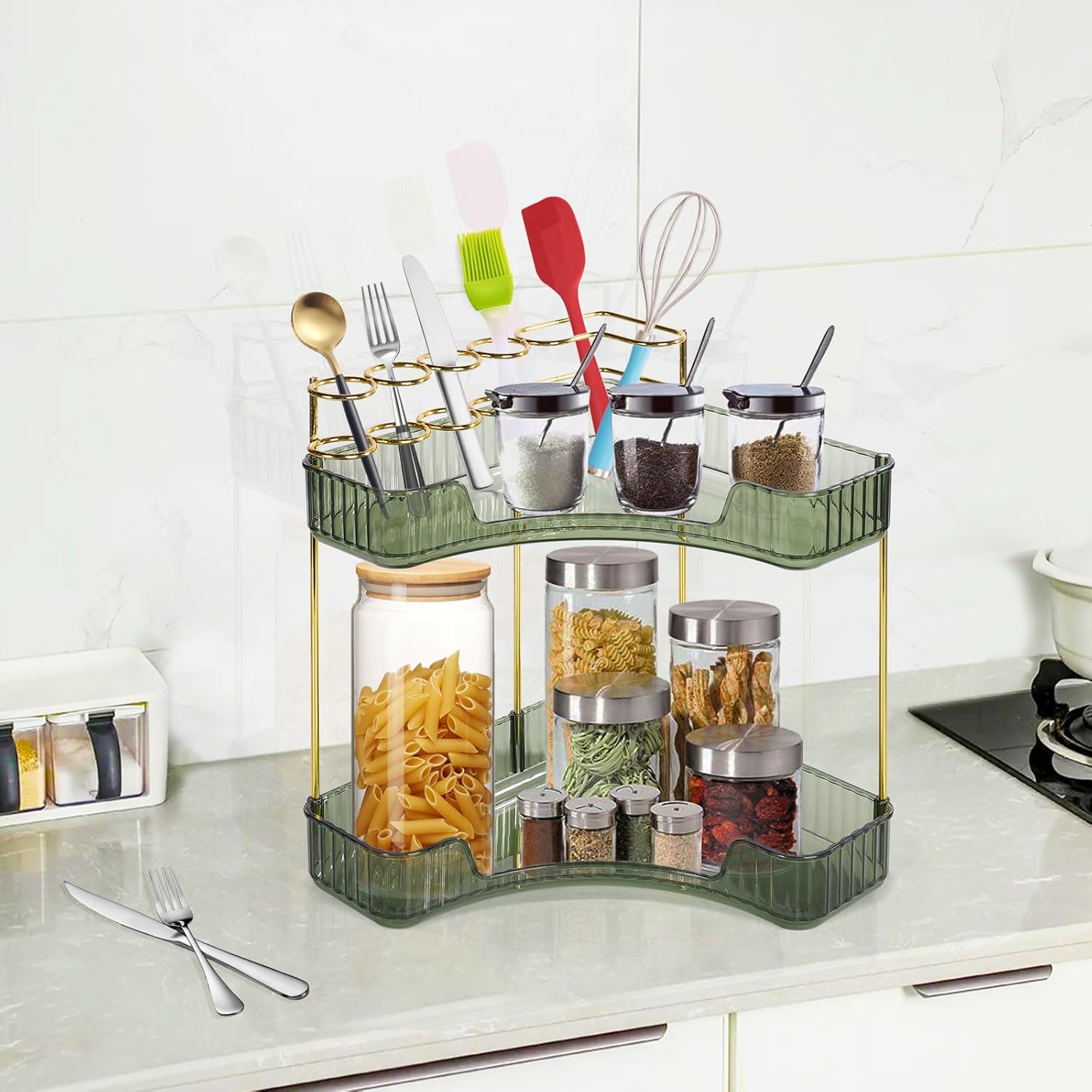 Jian Yana 2 Tier Green Makeup Organizer