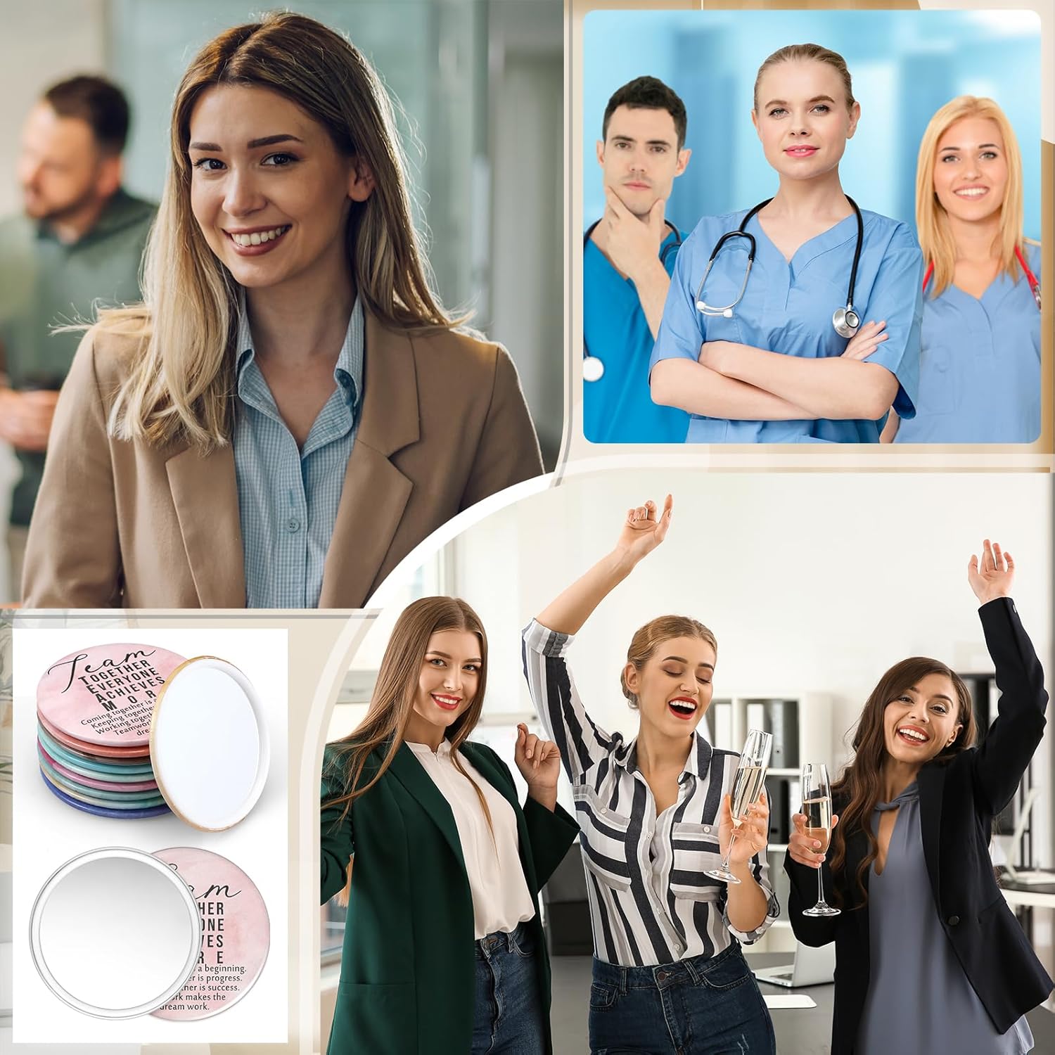 30 Pcs Team Employee Appreciation Compact Mirrors