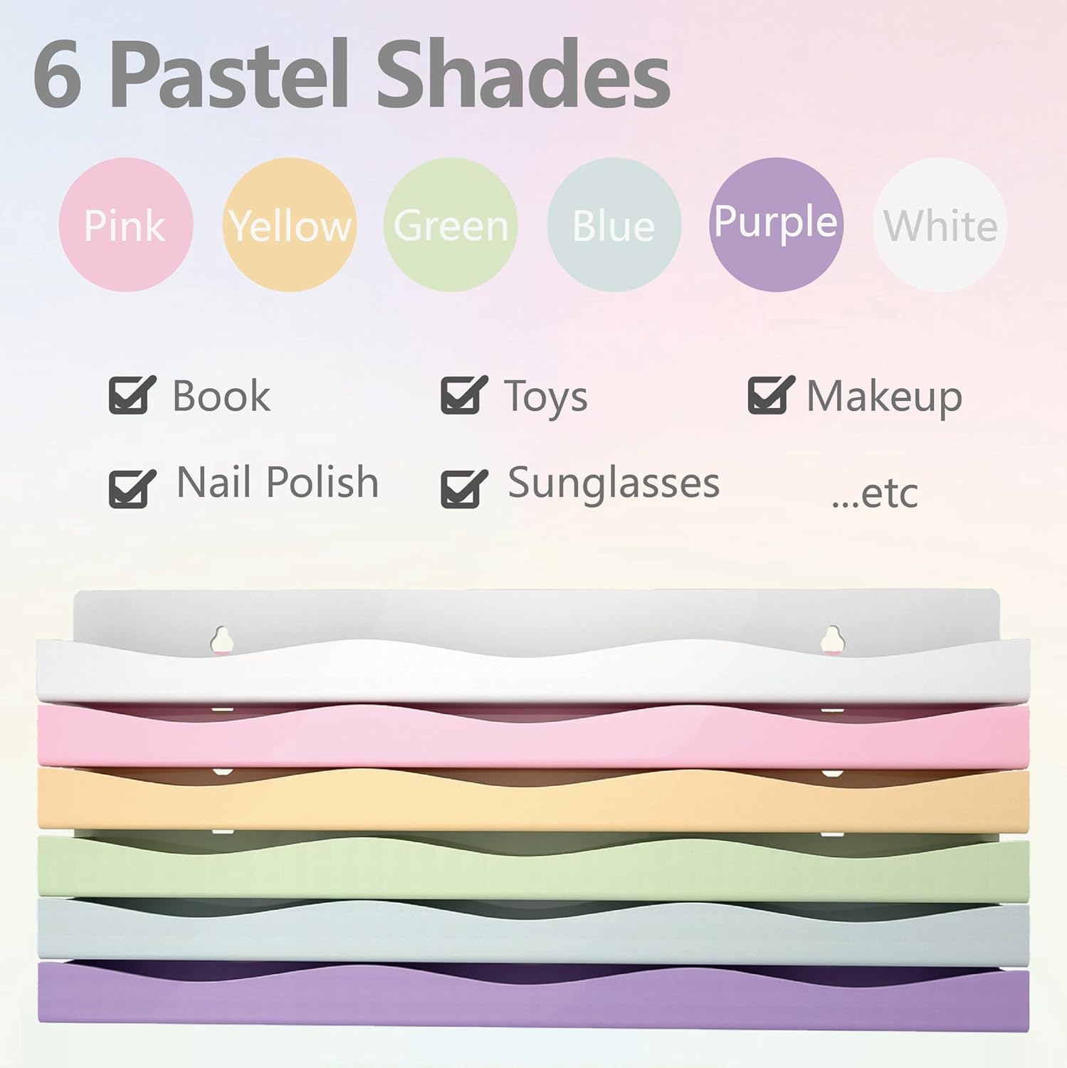 YMVV 6 Colors Nail Polish Wall Shelf Organizer