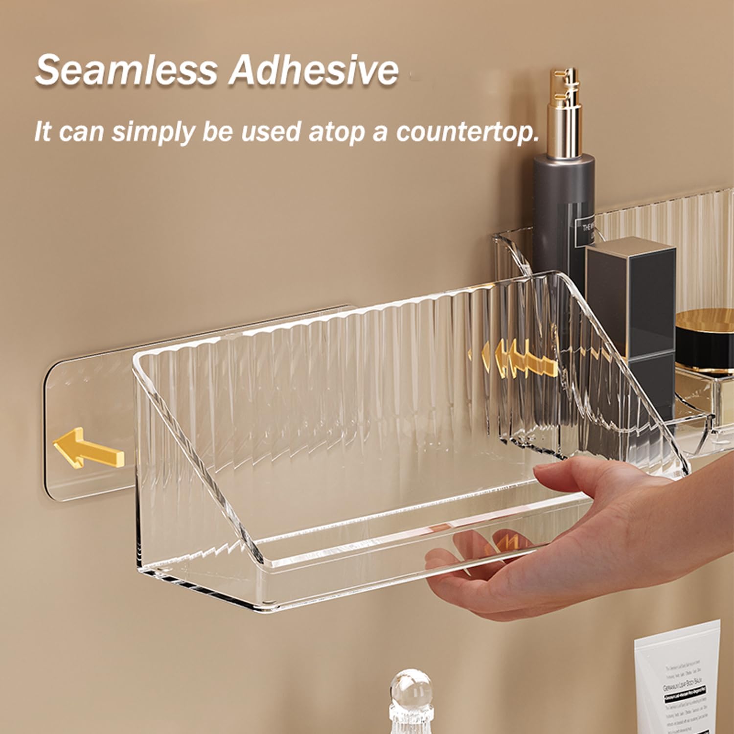 MORNITE 3 Pcs Medicine Cabinet Tray Organizer Clear and Adhesive