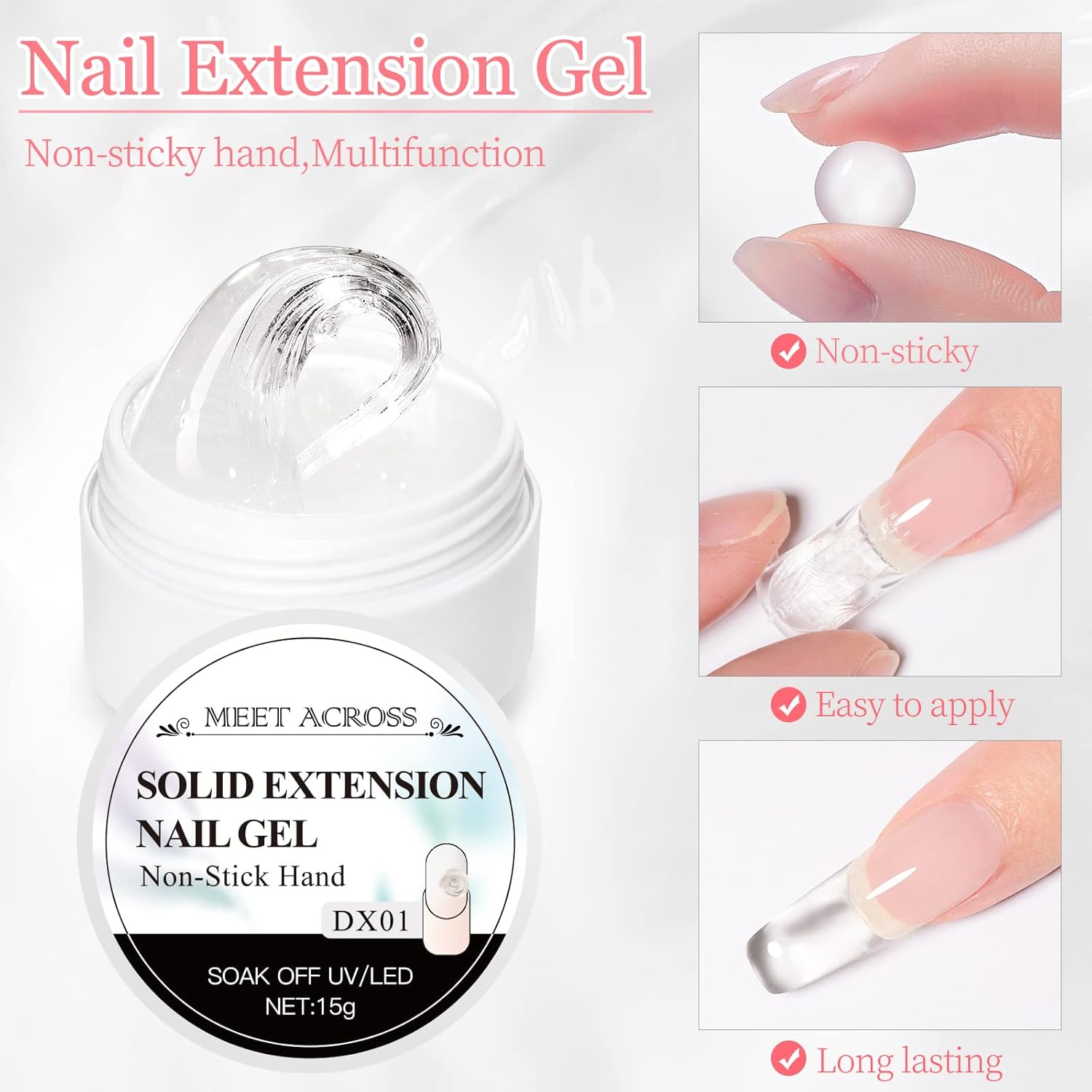 MEET ACROSS Solid Gel Builder Kit 2PCS with Mini Lamp