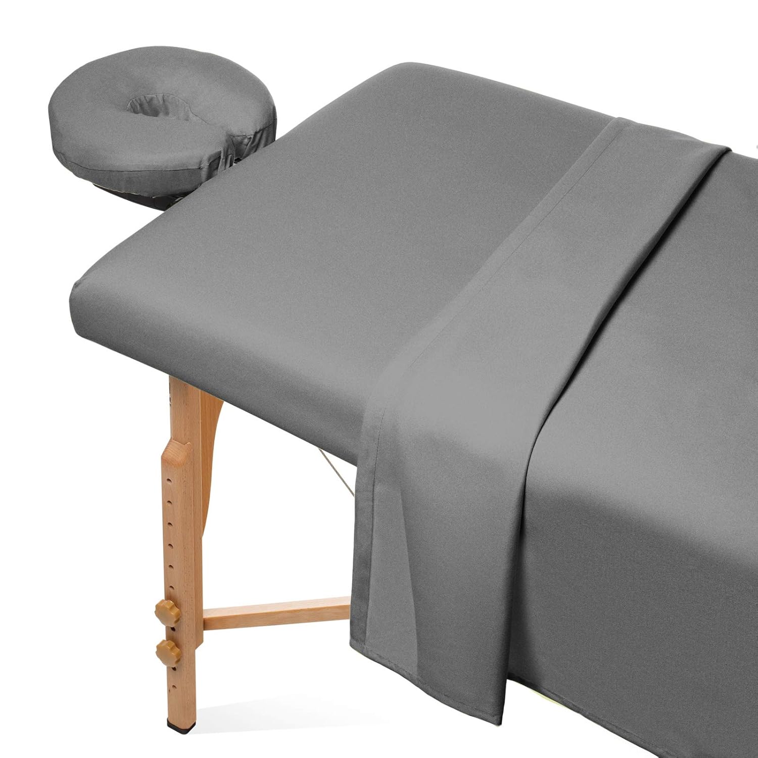 Saloniture 3-Piece Flannel Massage Table Sheet Set - Gray